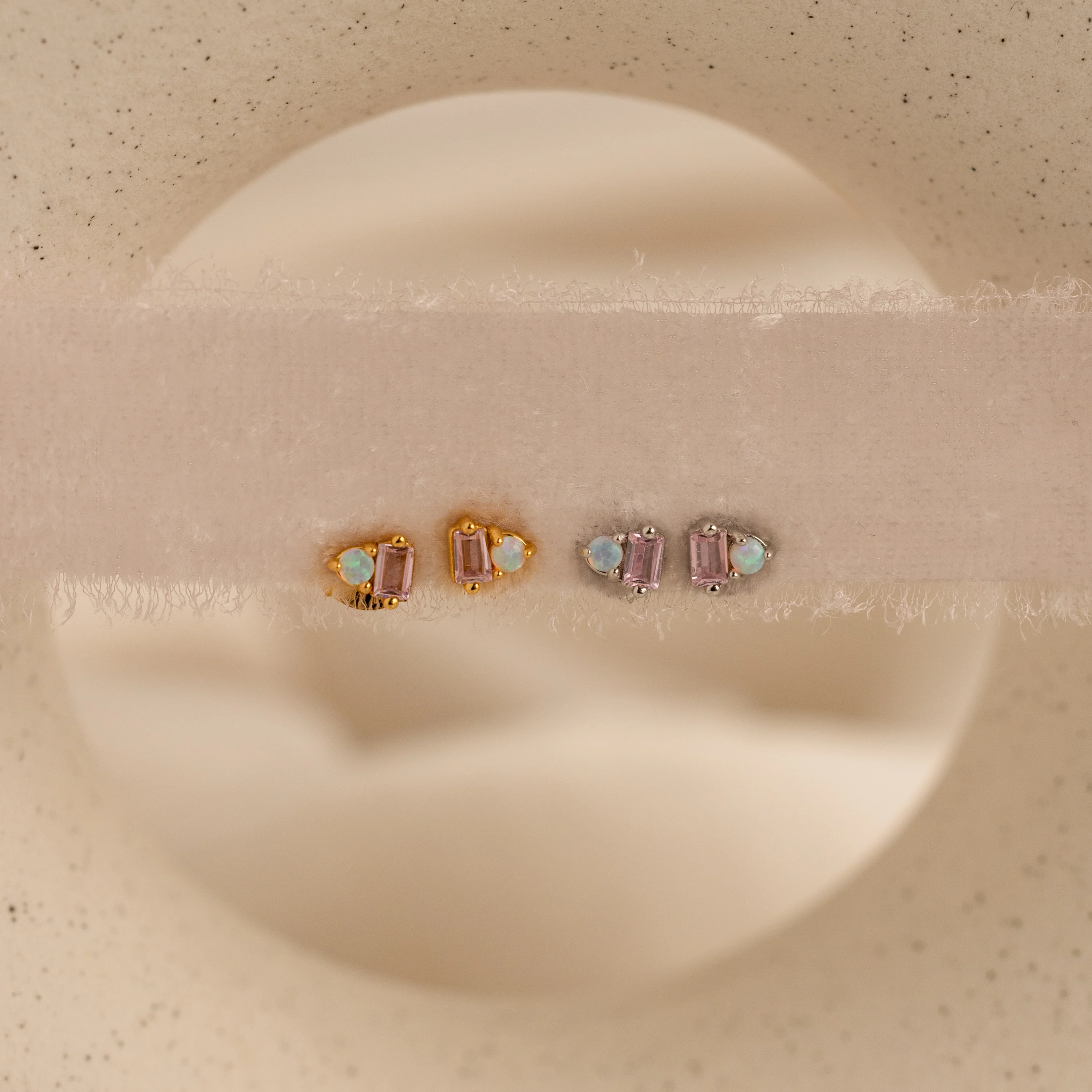 Pink Baguette Opal Studs - Image 7