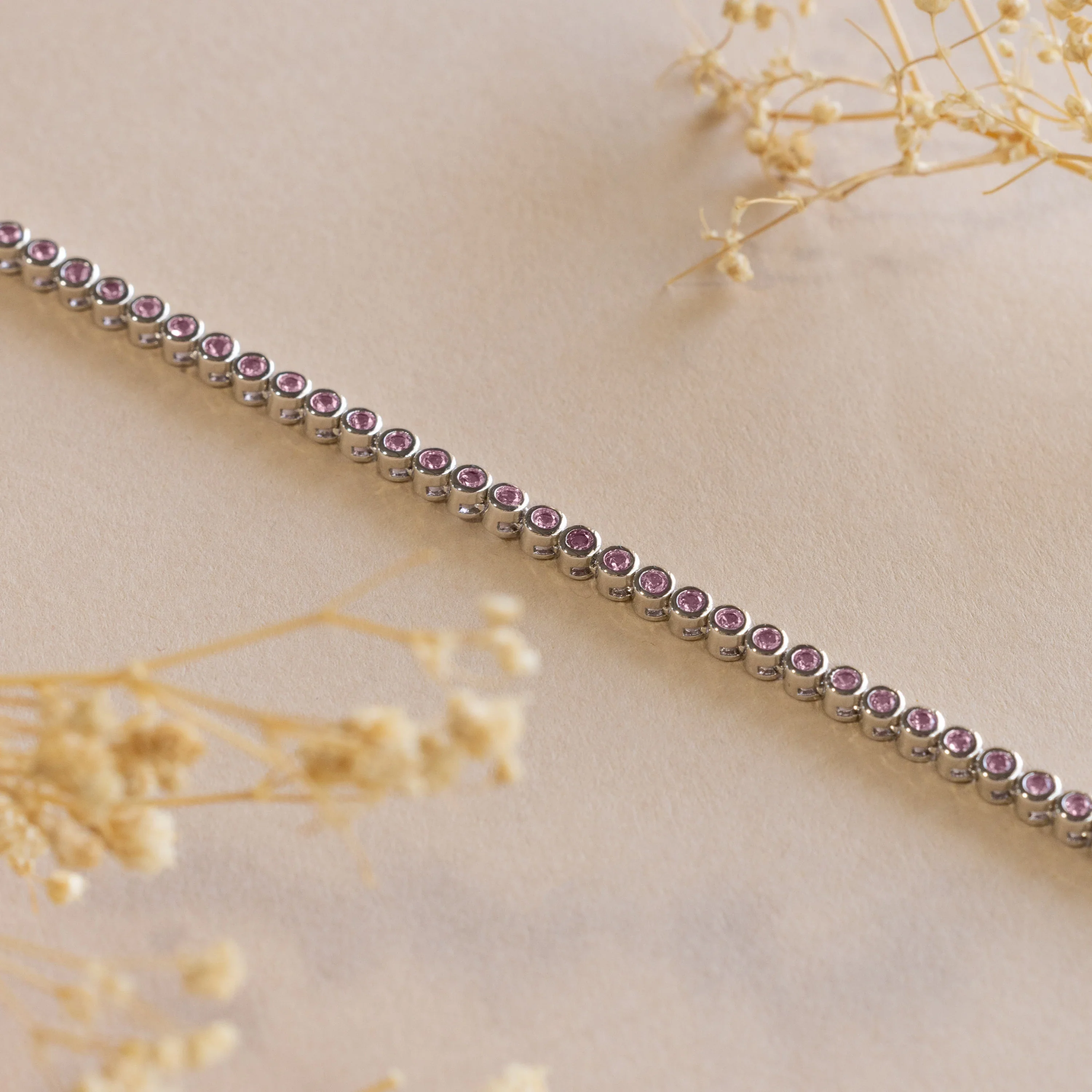 Pink Bezel Tennis Necklace - Image 5