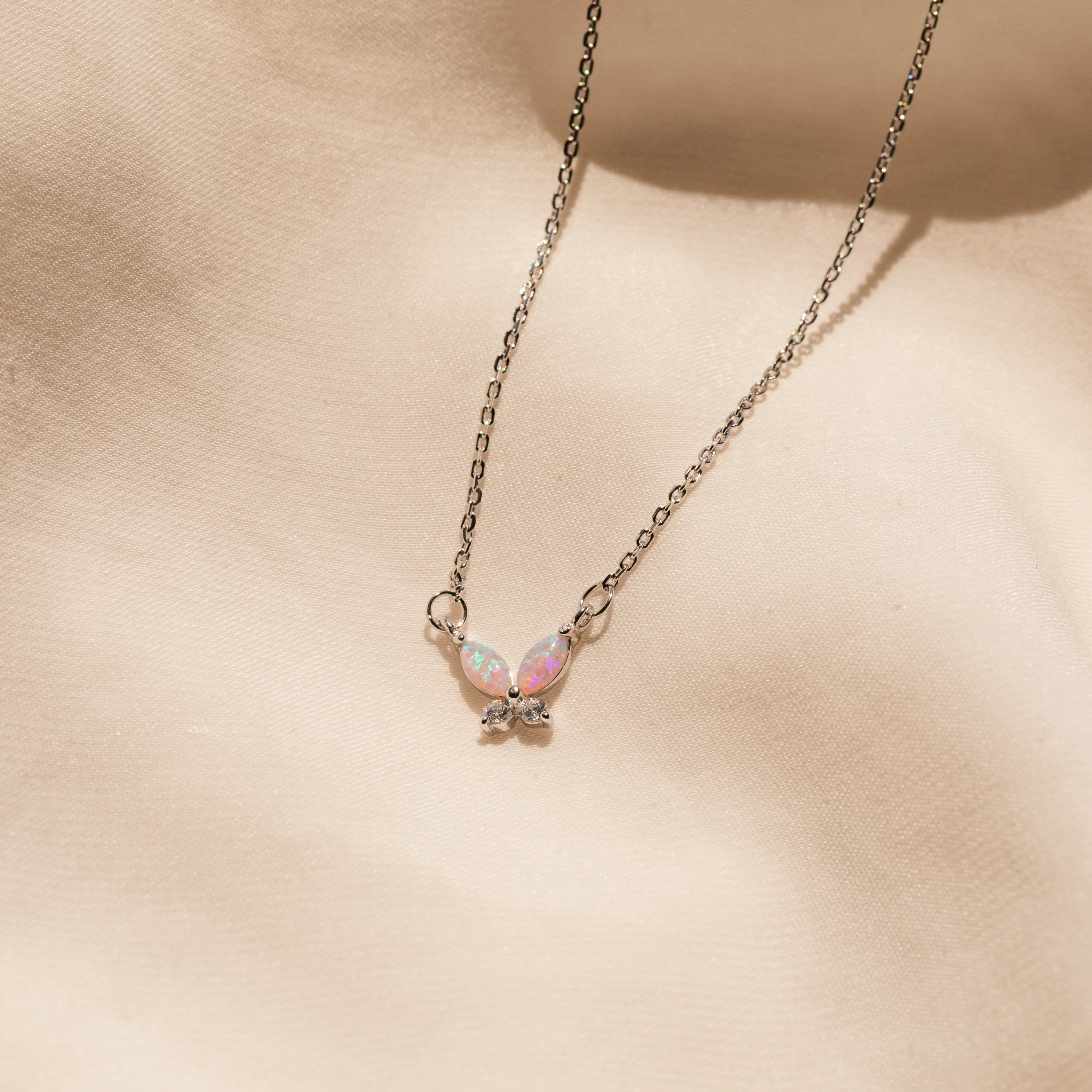 Pink Opal Butterfly Necklace - Image 5