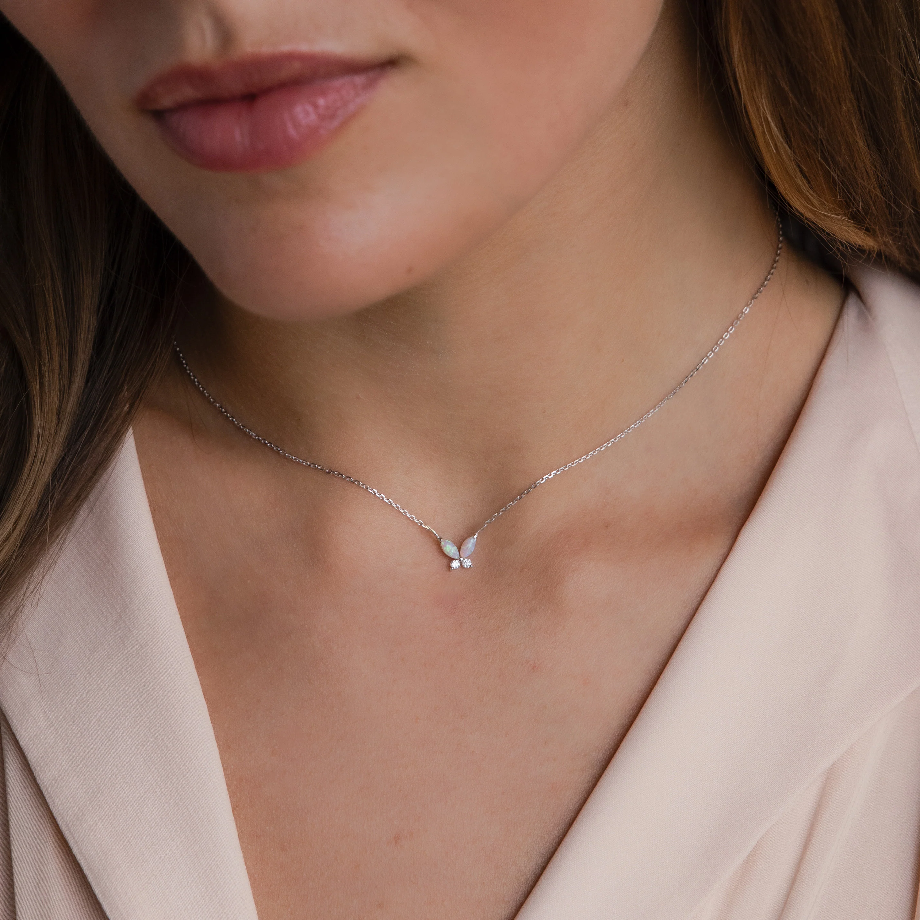 Pink Opal Butterfly Necklace - Image 6