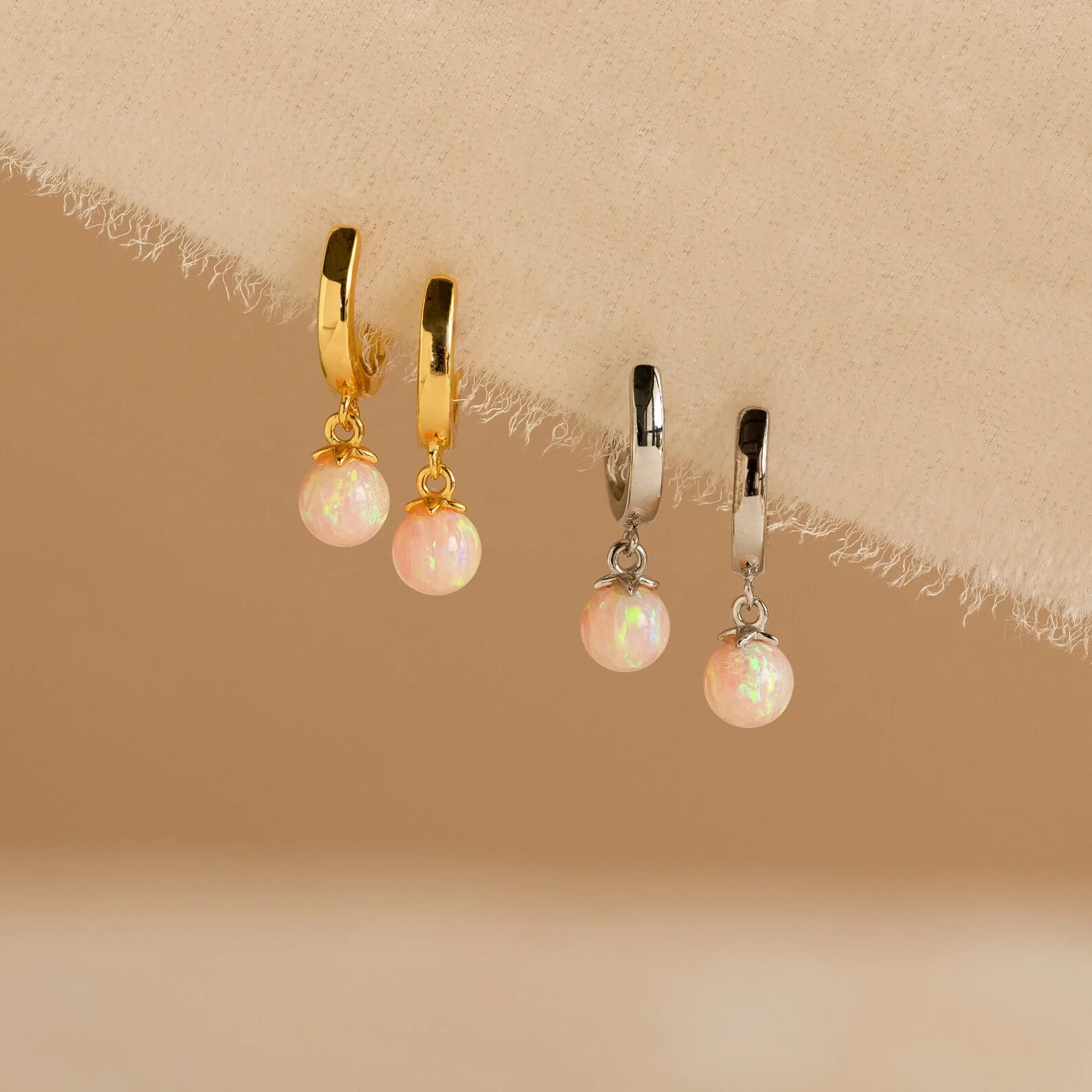Pink Opal Drop Huggies - Image 6