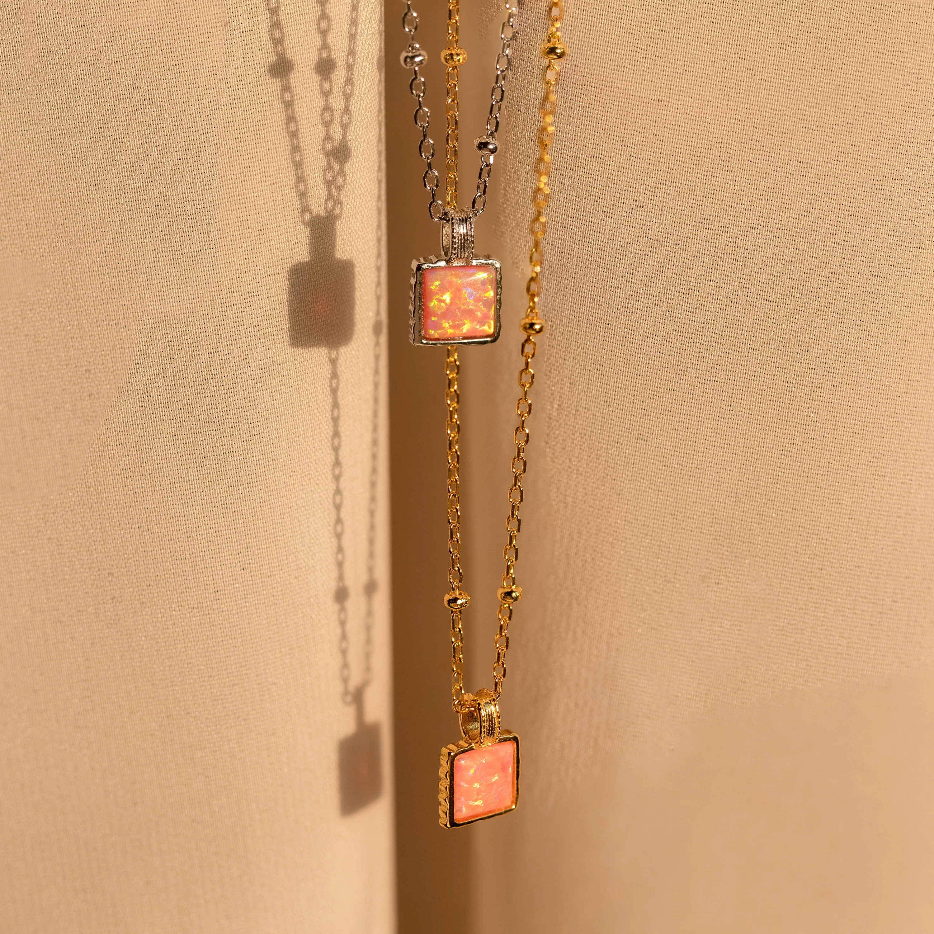 Pink Opal Pendant Necklace - Image 3