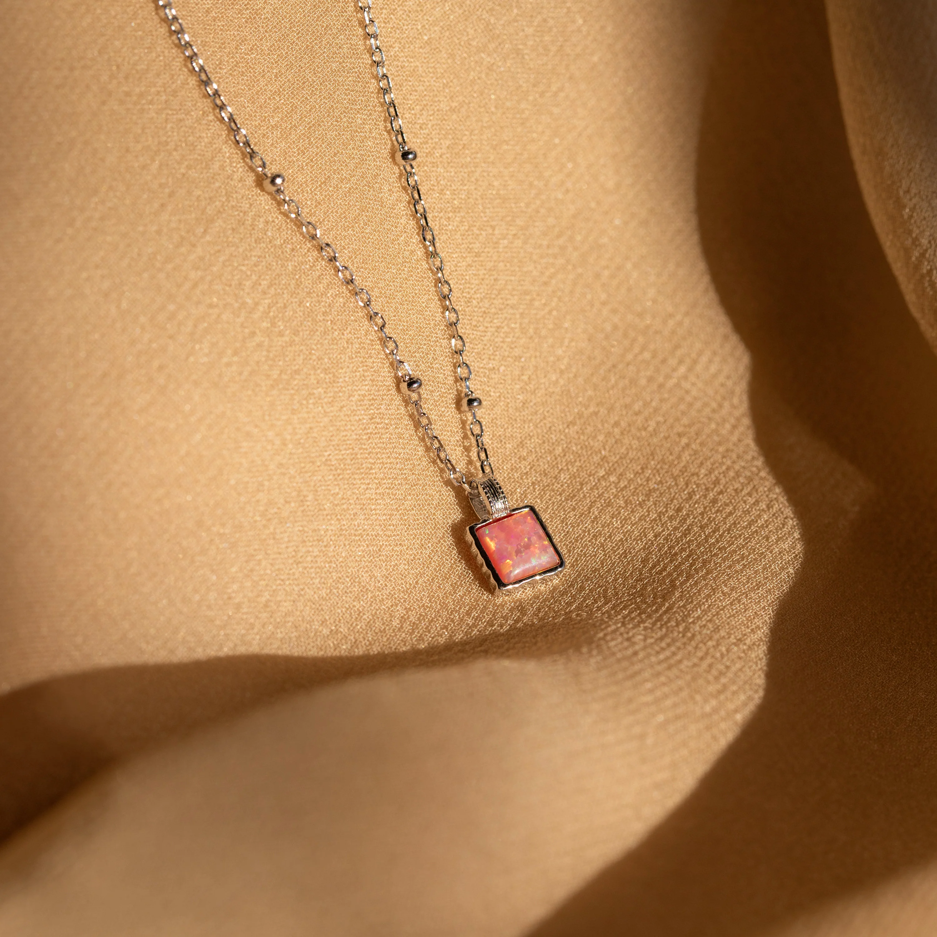 Pink Opal Pendant Necklace - Image 4