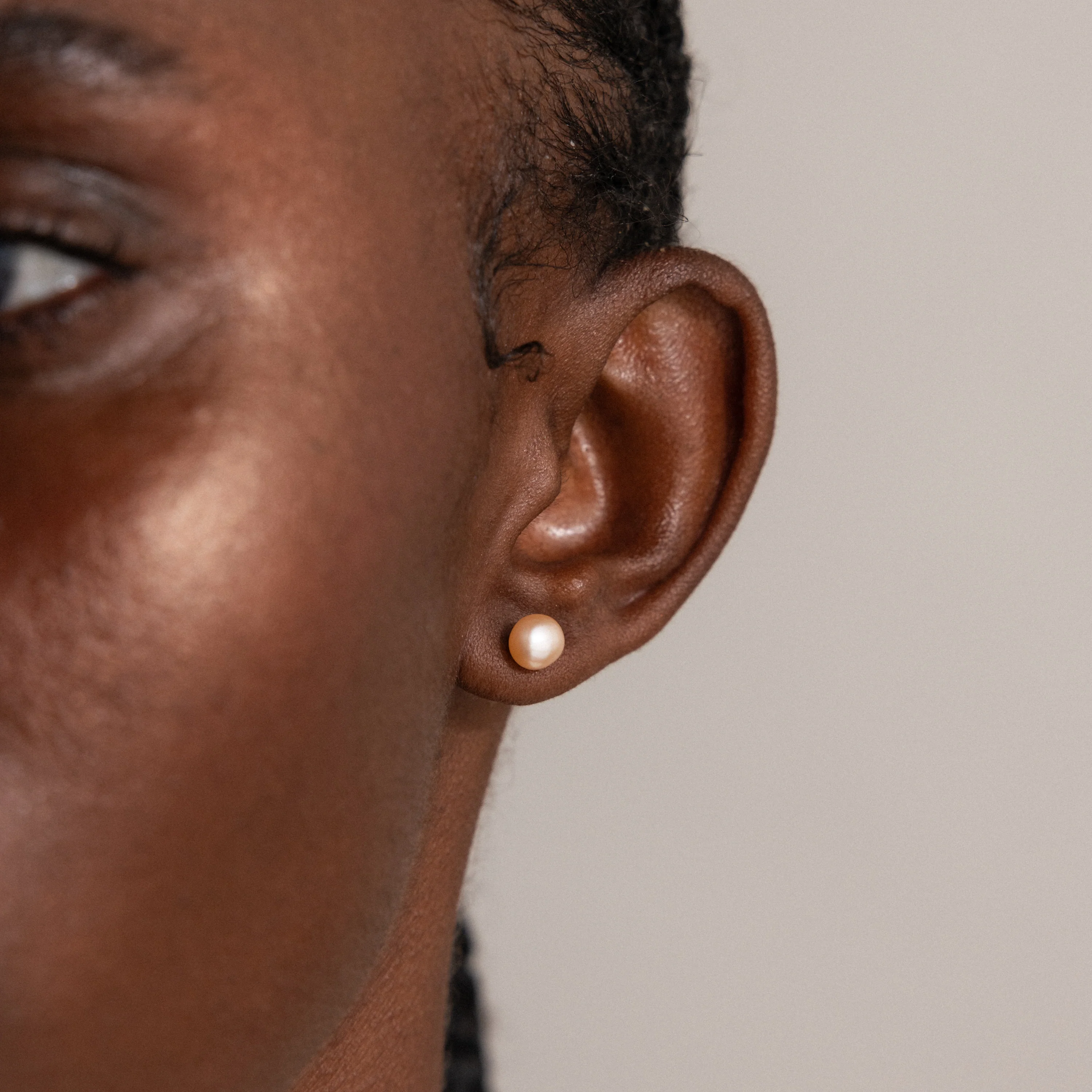 Pink Pearl Studs in Silver - Image 2