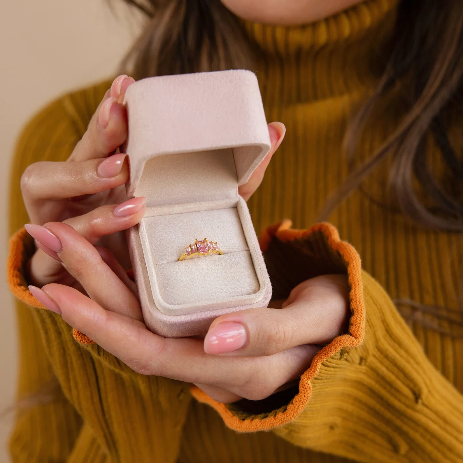 Pink Suede Ring Box - Image 2