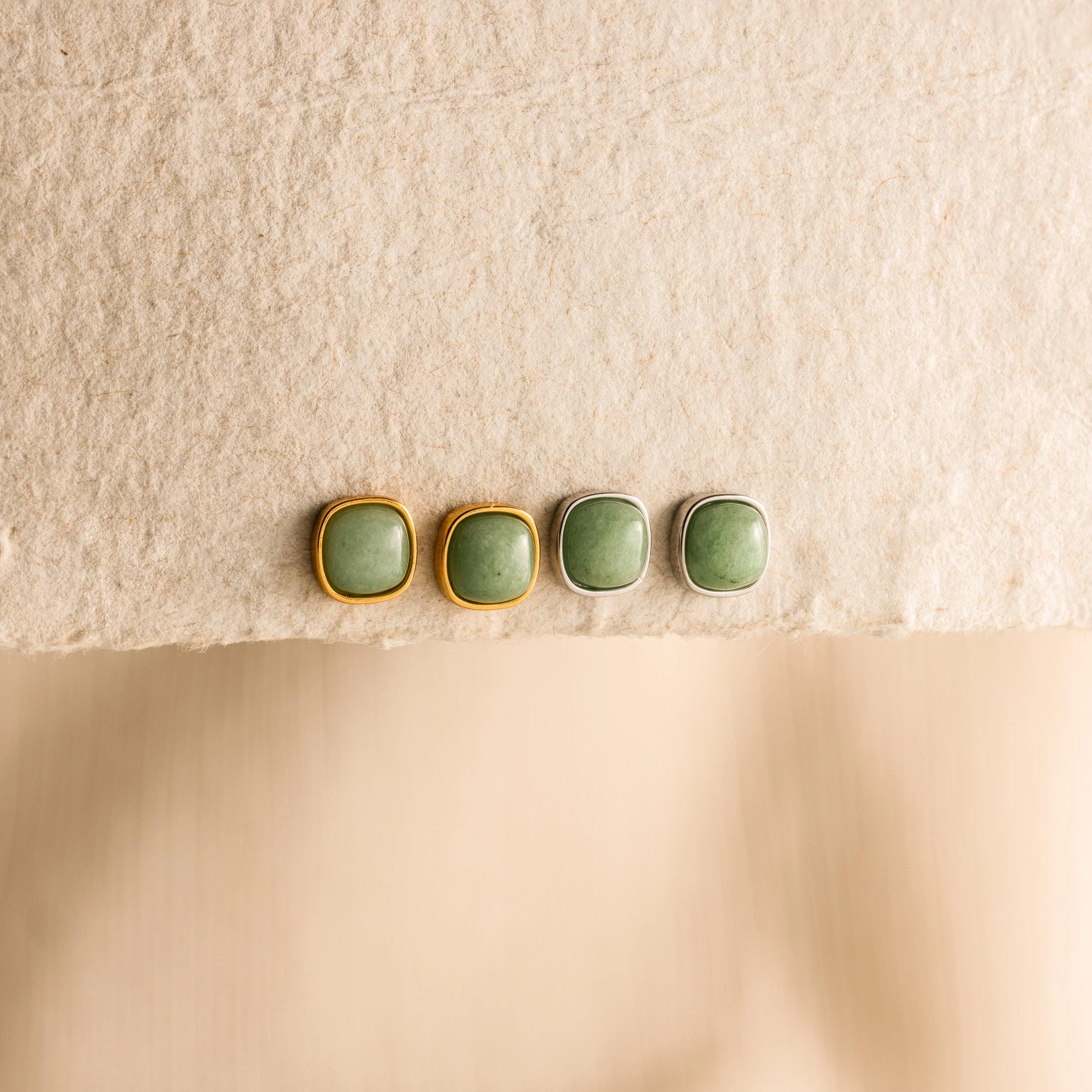 Princess Cut Jade Studs - Image 3