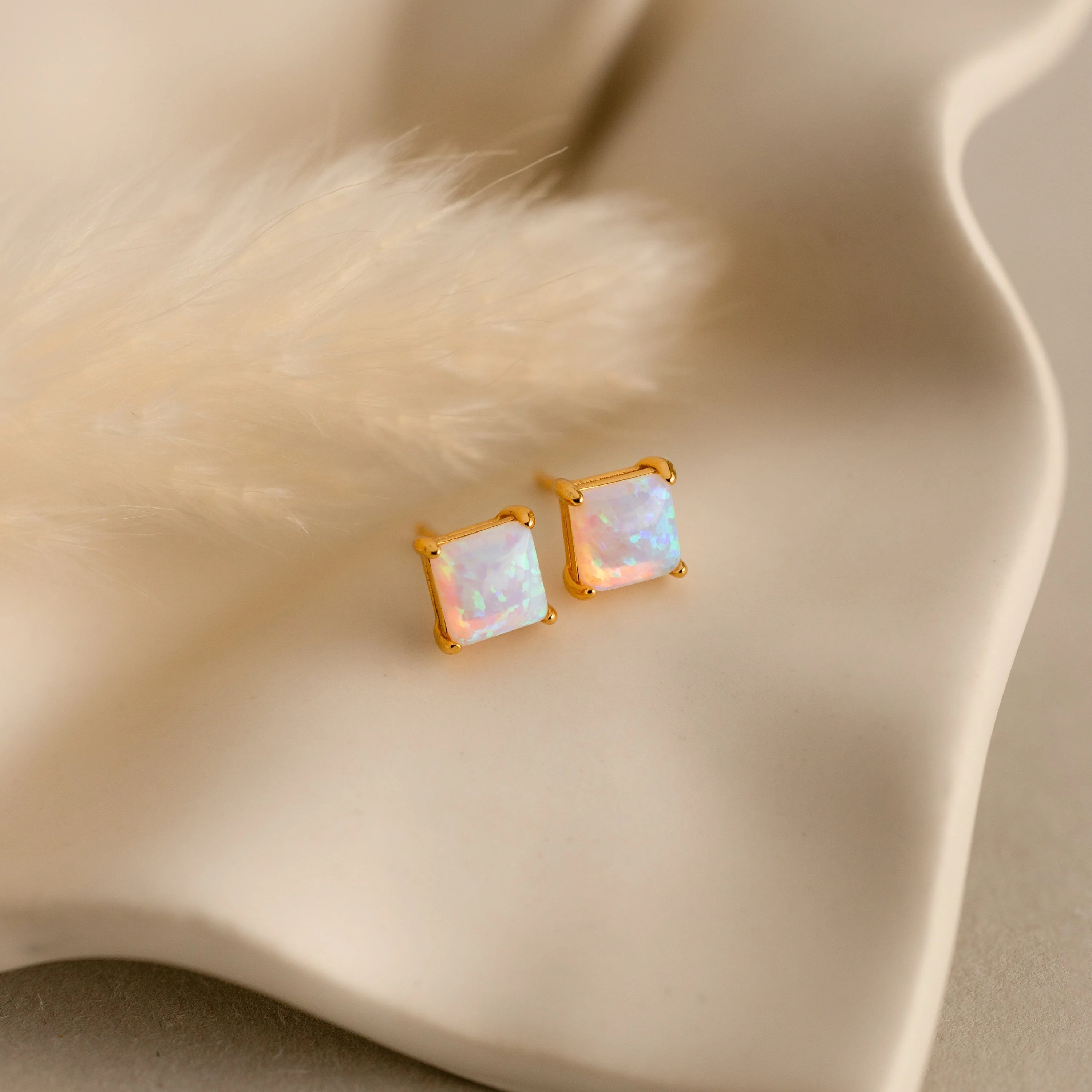 Princess Cut Opal Studs - Image 2