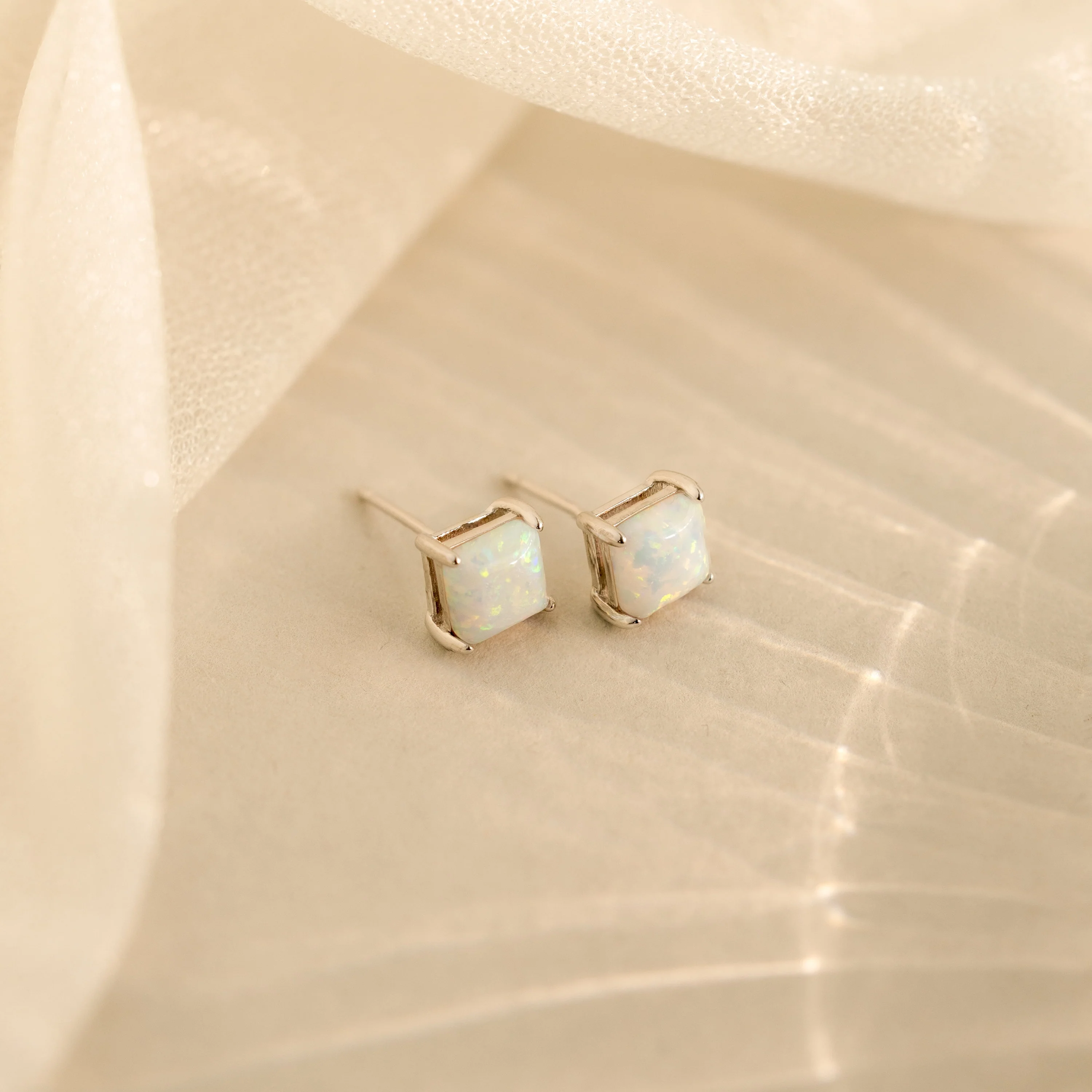 Princess Cut Opal Studs - Image 5