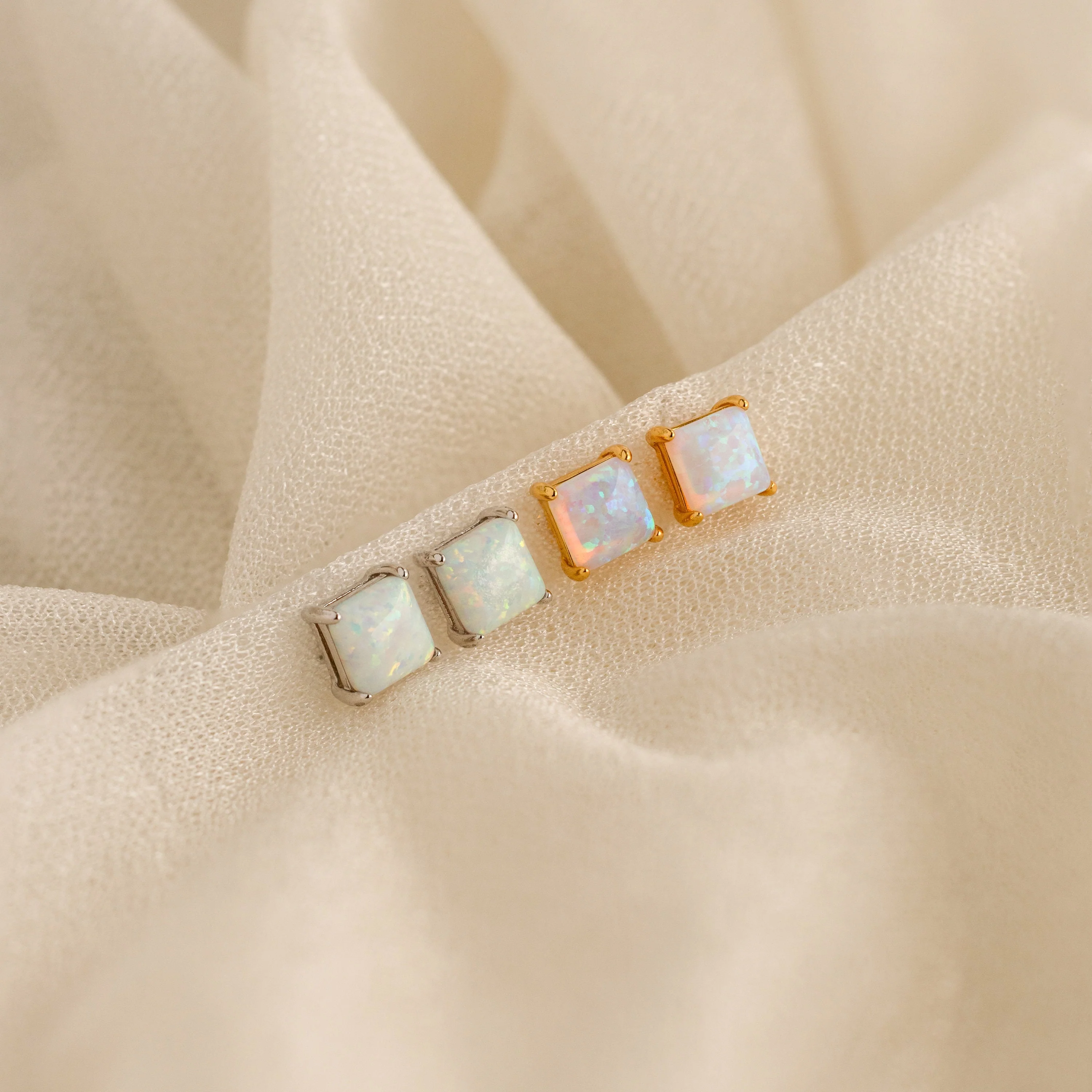 Princess Cut Opal Studs - Image 7