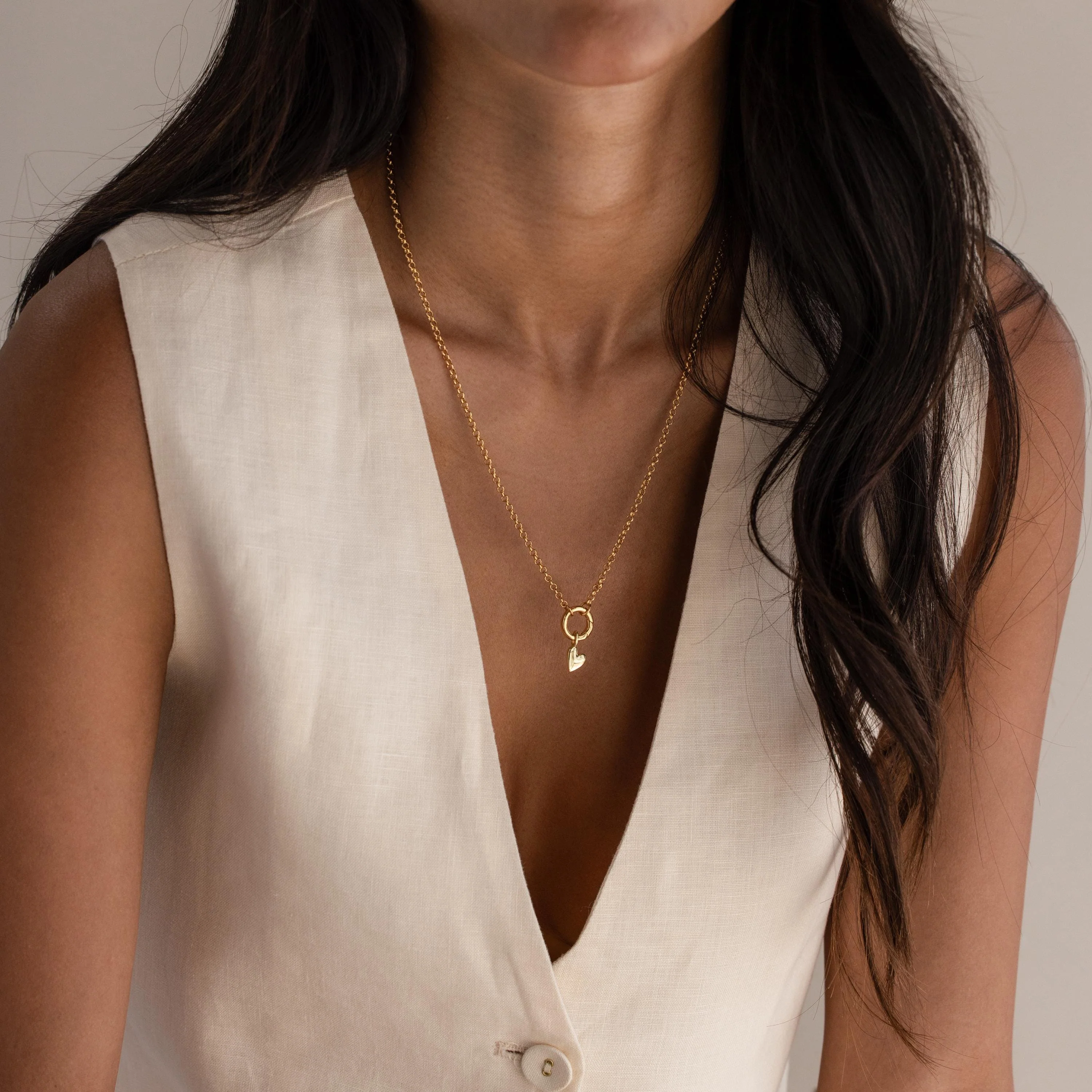 Puff Heart Charm in 18K Gold - Image 6