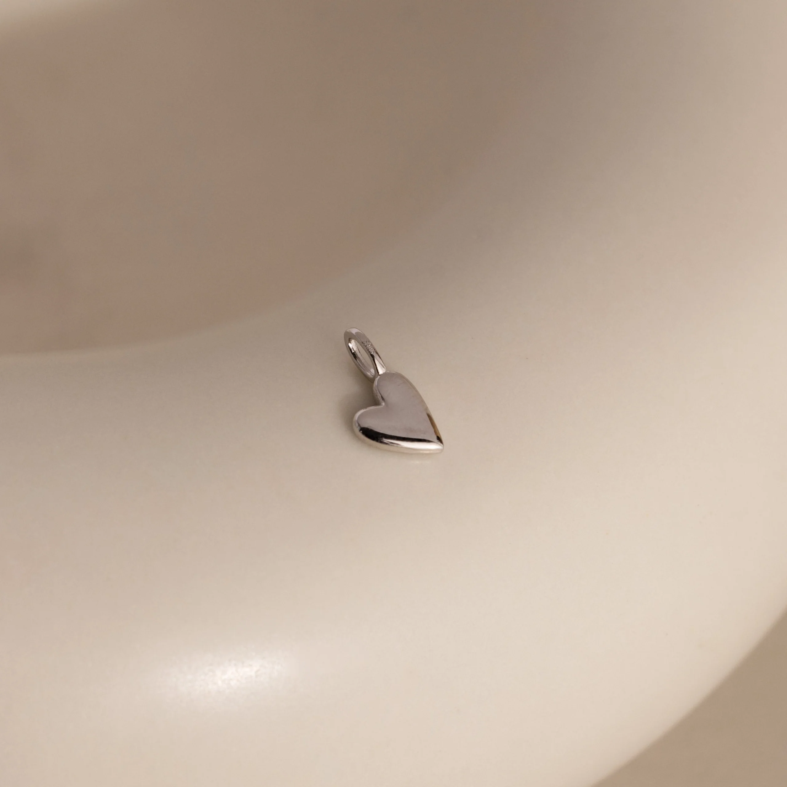 Puff Heart Charm in Silver