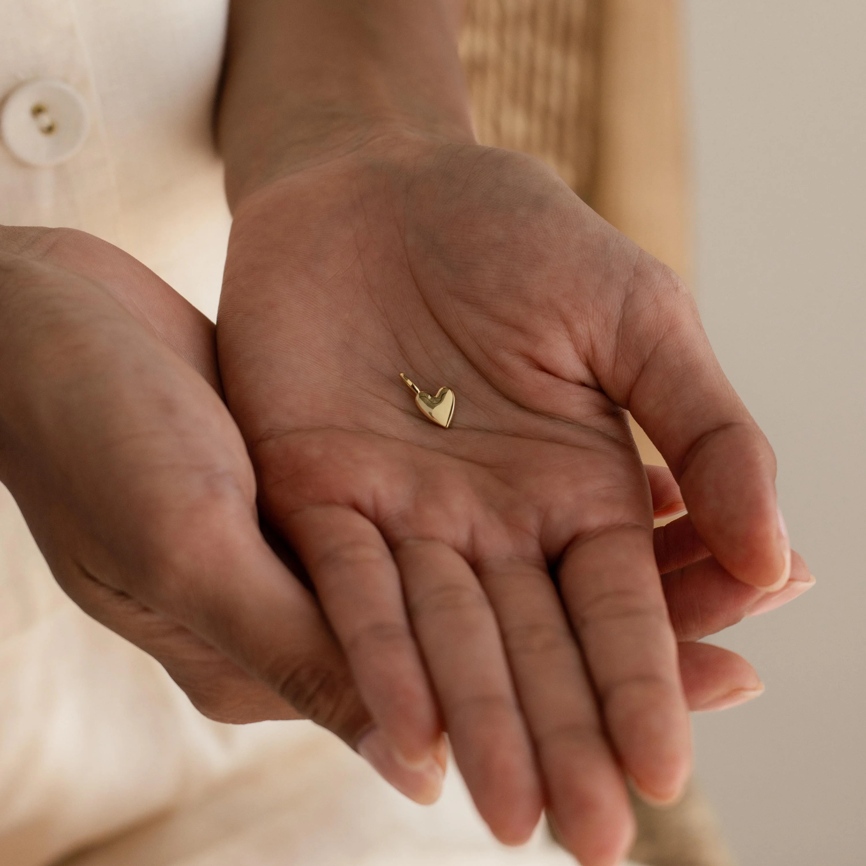 Puff Heart Charm in 18K Gold - Image 2