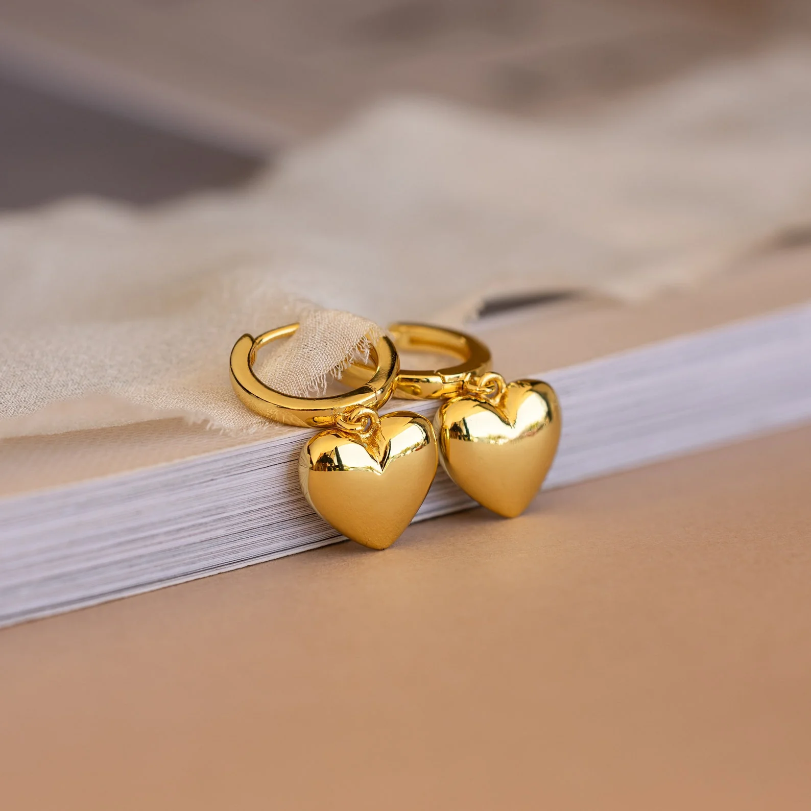 Puff Heart Charm Huggies - Image 6