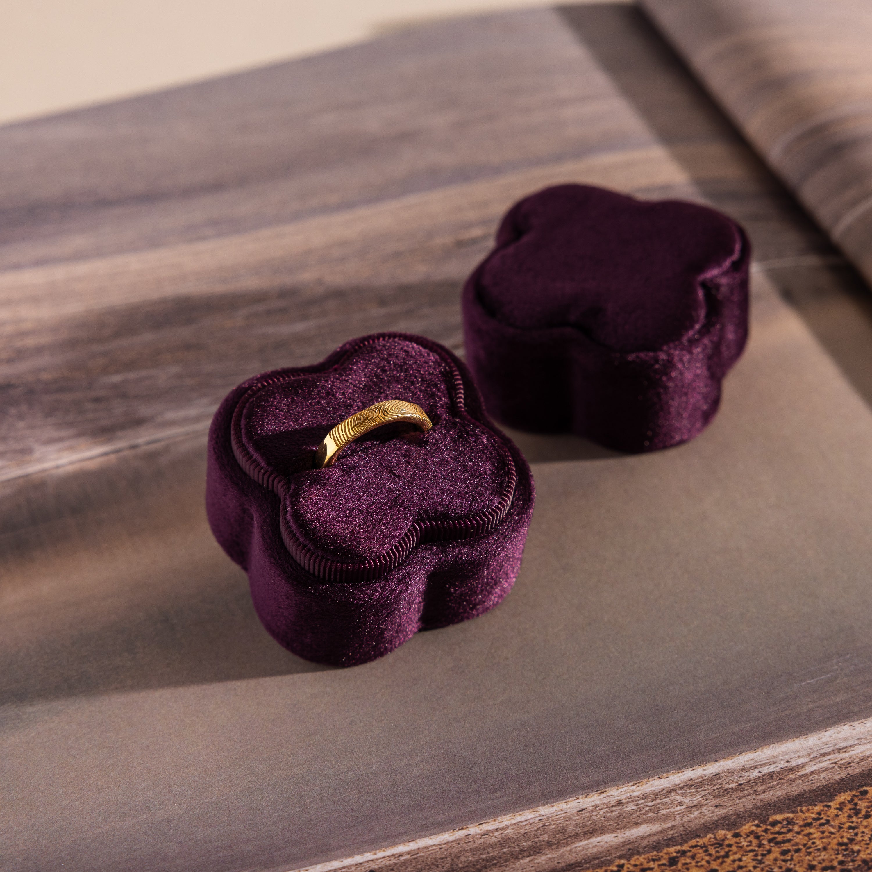 Purple Flower Velvet Ring Box - Image 7