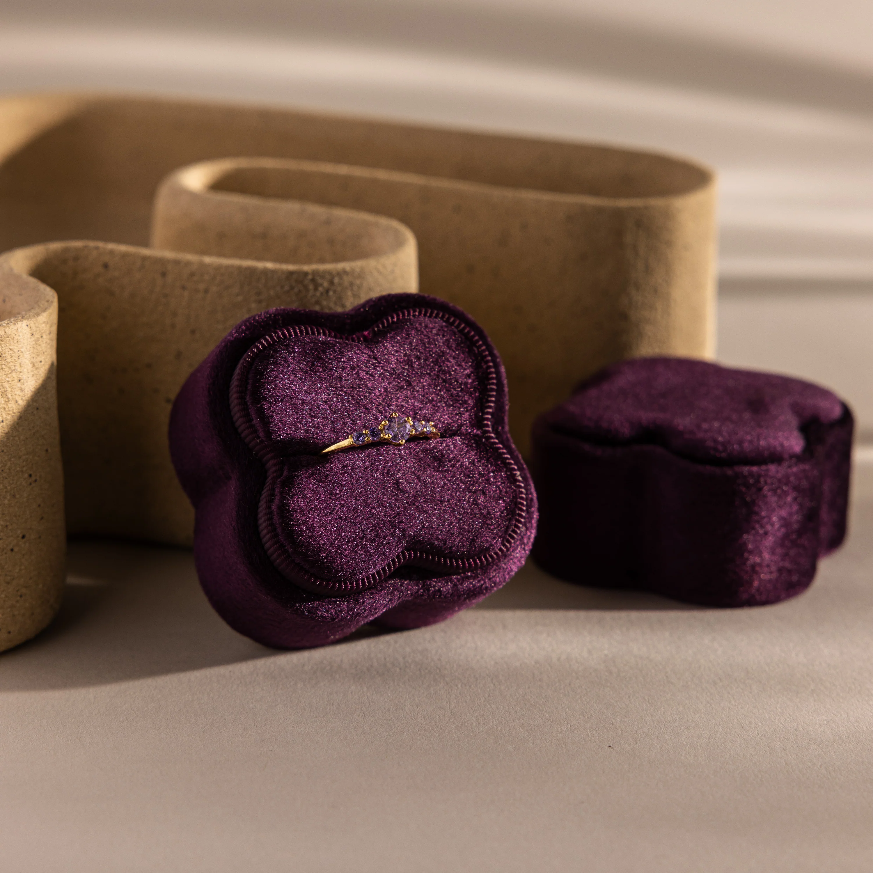 Purple Flower Velvet Ring Box - Image 9