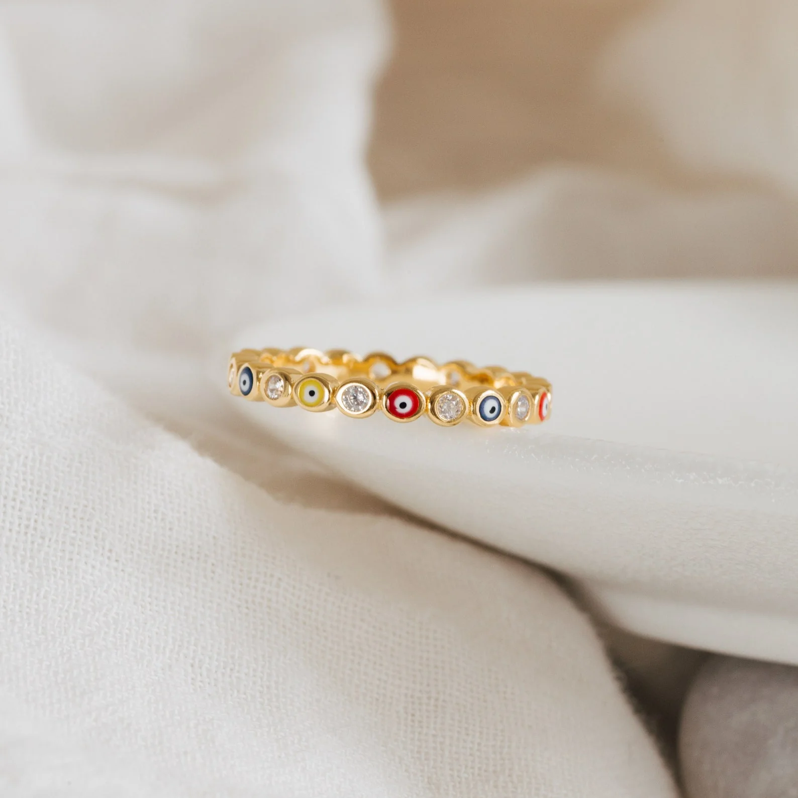 Rainbow Evil Eye Ring - Image 3