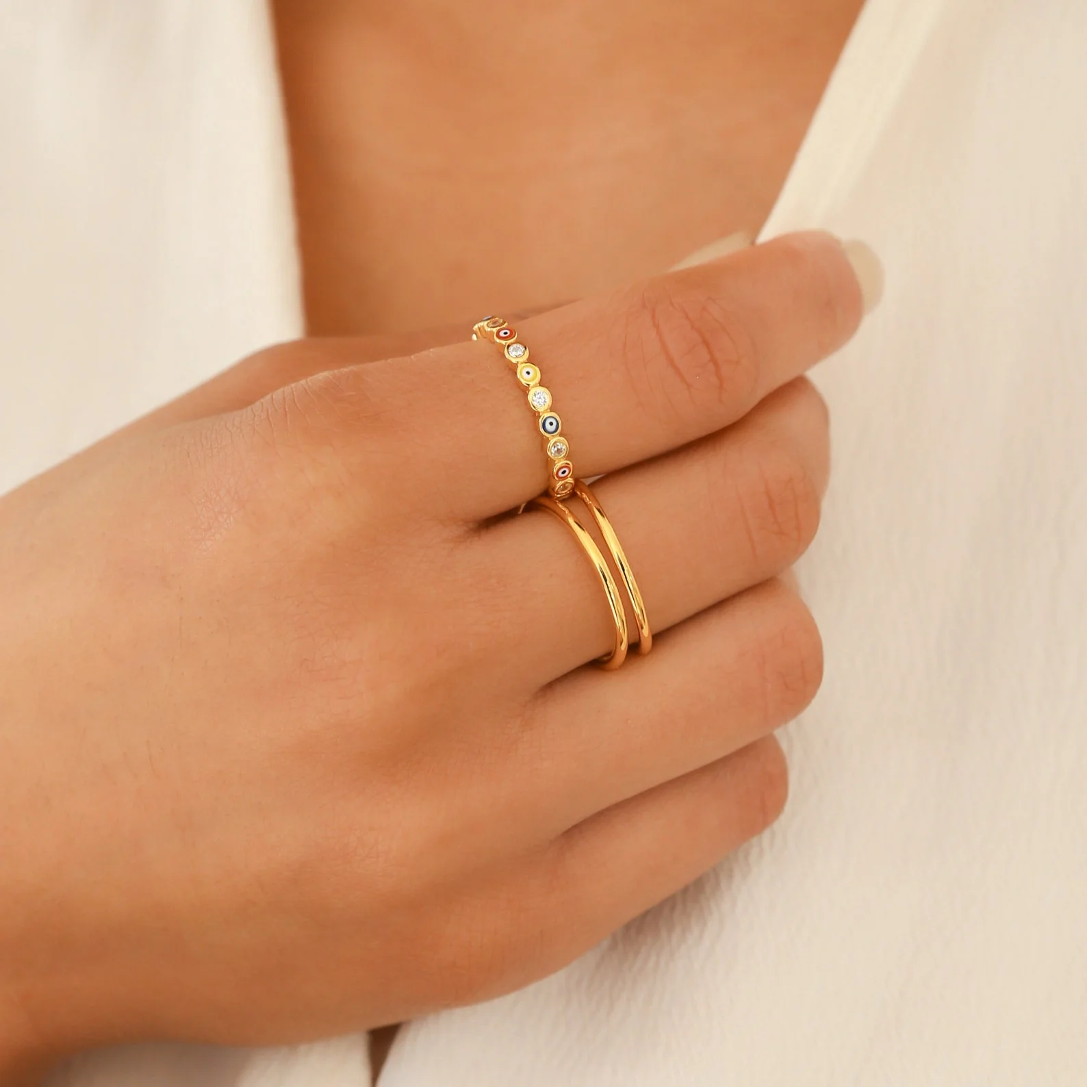 Rainbow Evil Eye Ring - Image 7