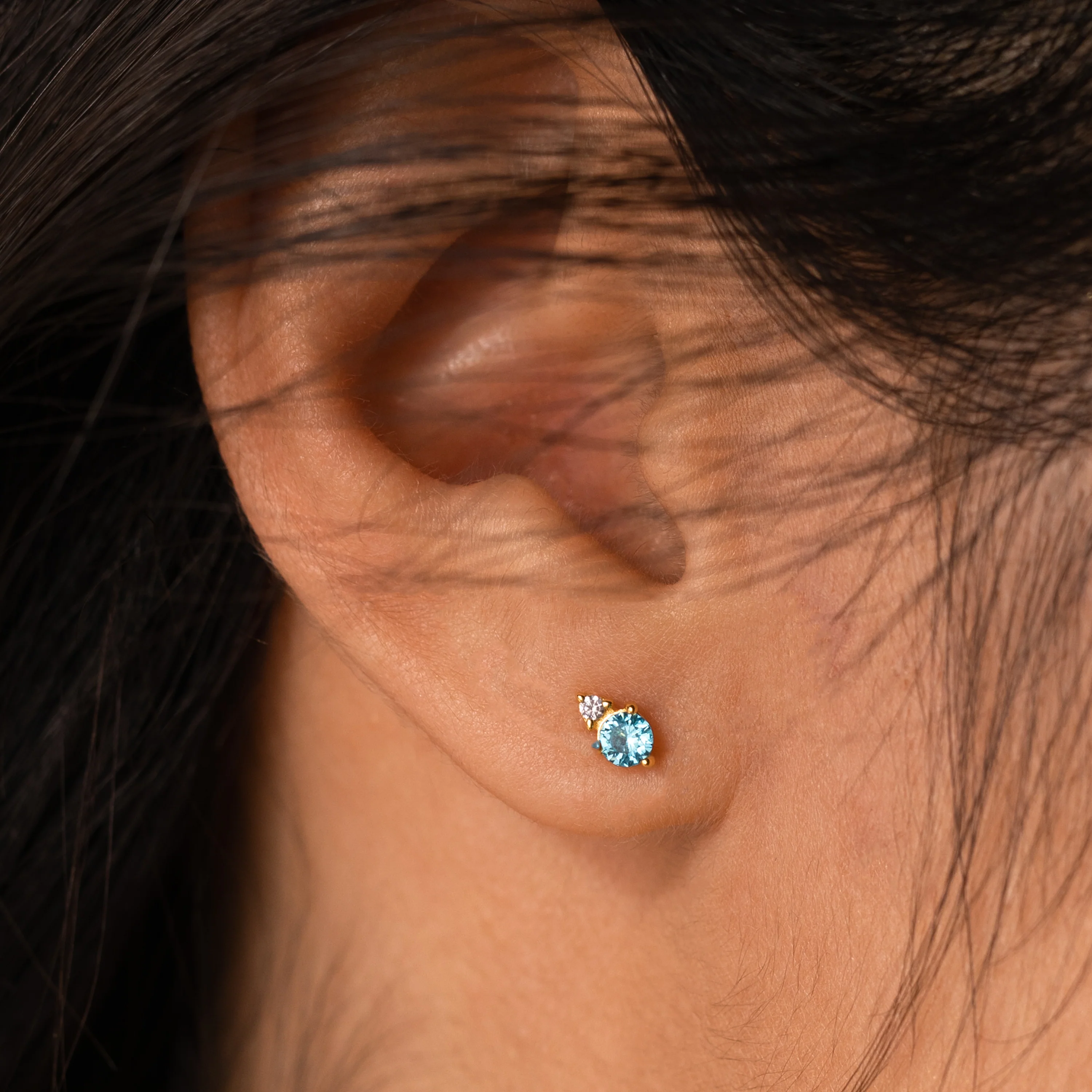 Raindrop Aquamarine Studs - Image 2