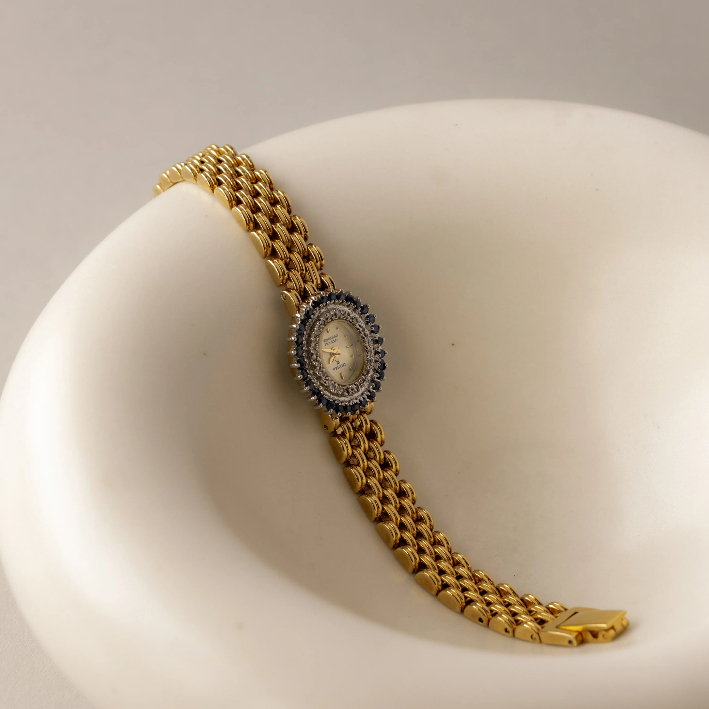 Rare Vintage Valentino Moradei Sapphire Gold Watch - Image 2
