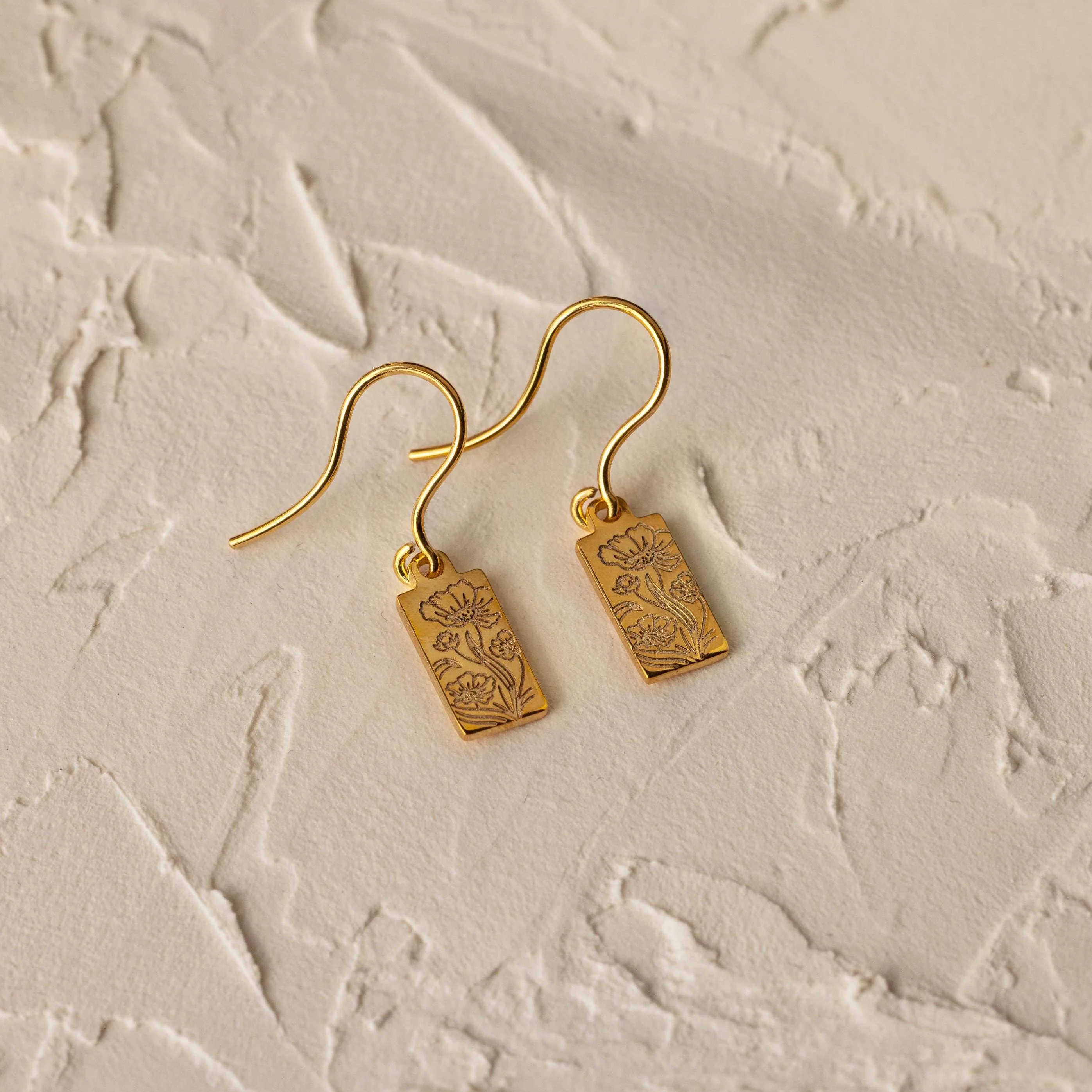 Rectangle Birth Flower Earrings - Image 2