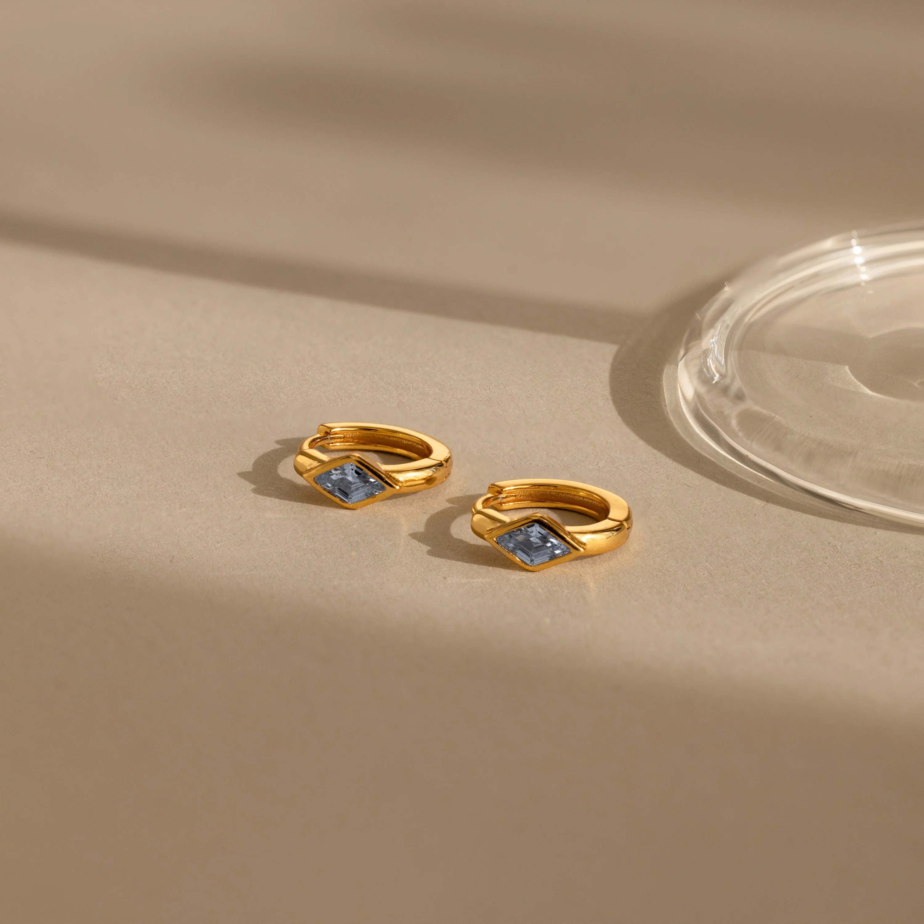 Rhombus Birthstone Huggies - Image 2