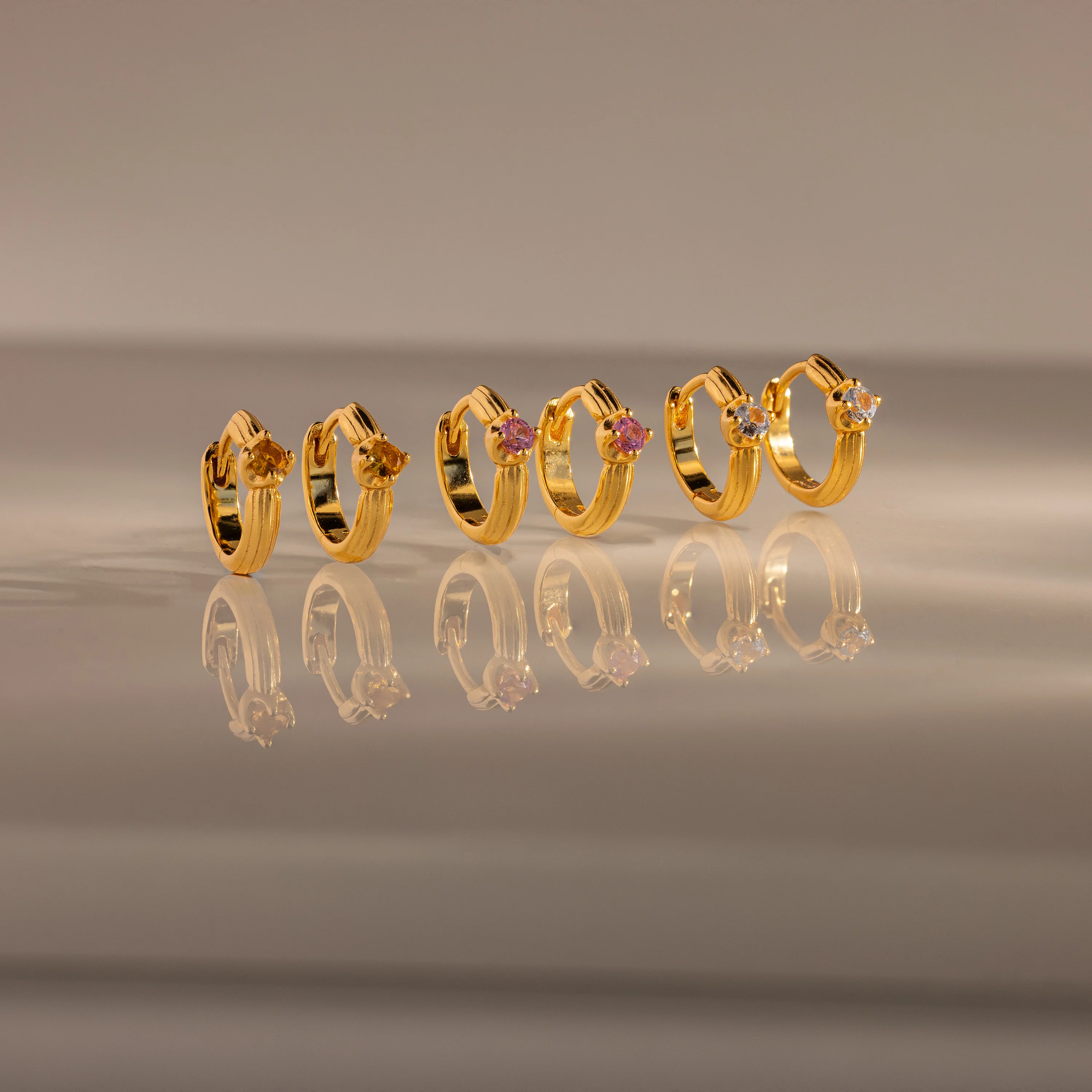 Ribbed Amethyst Huggies - Image 7