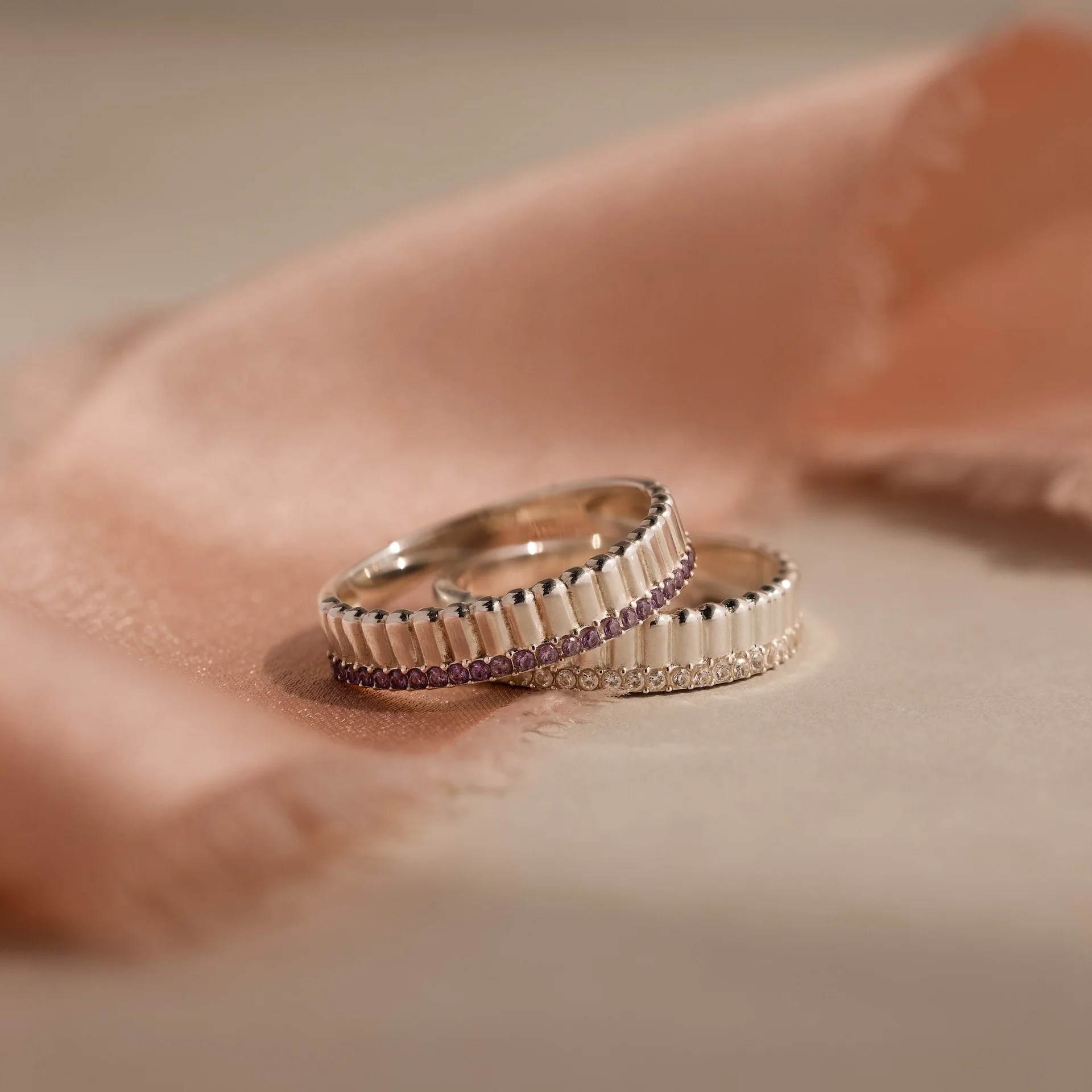 Ribbed Aquamarine Stack Ring - Image 7
