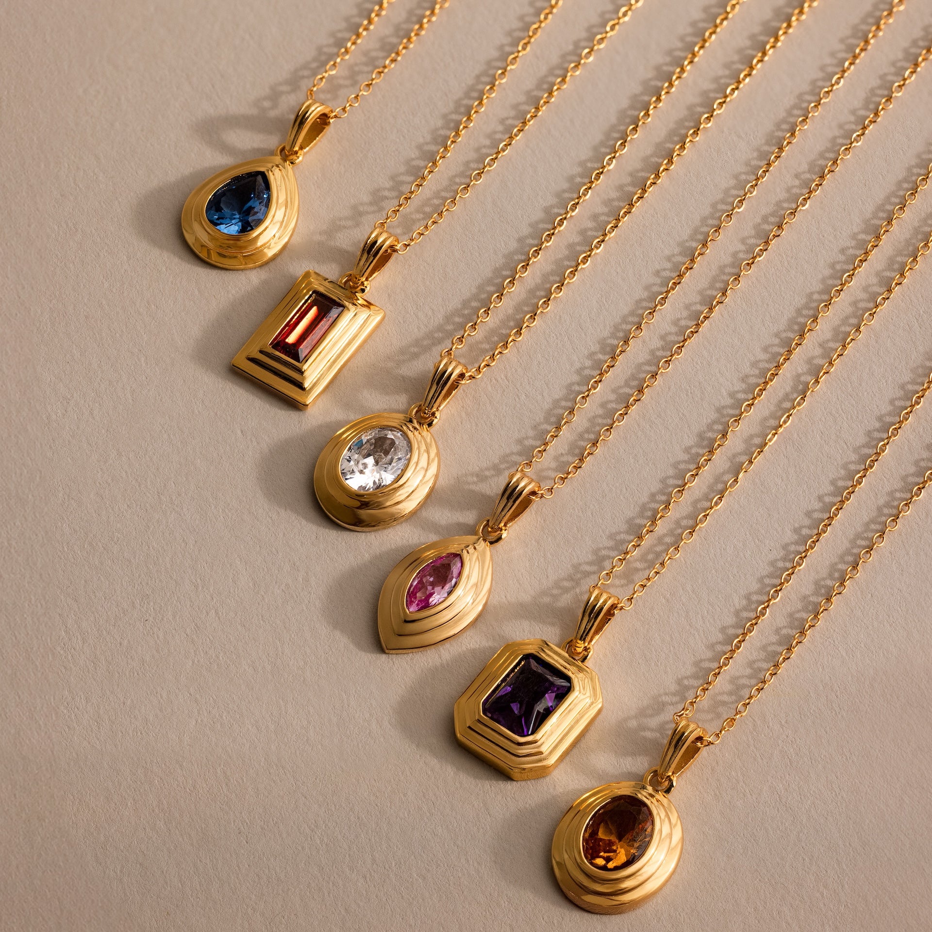 Ribbed Birthstone Pendant Necklace - Image 18