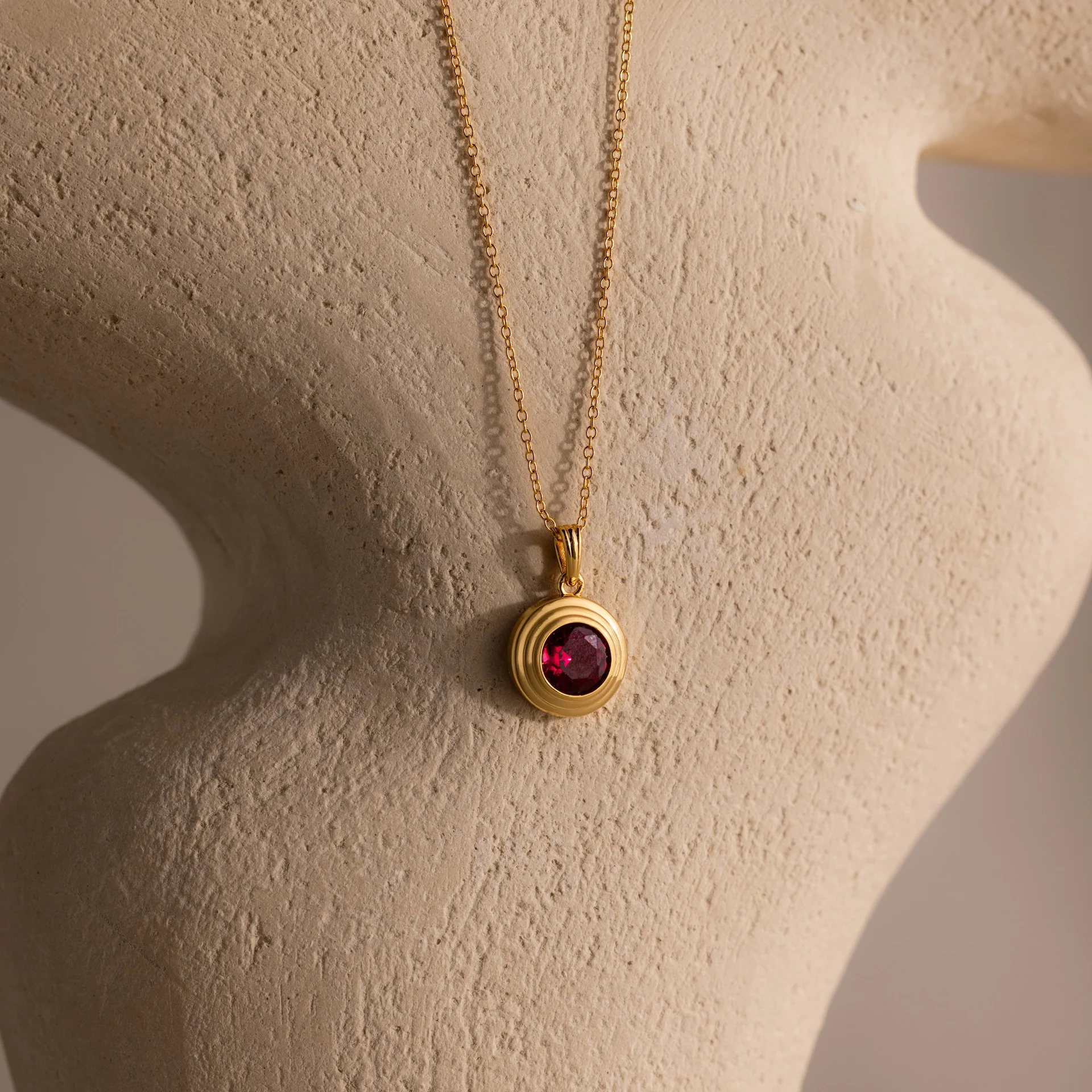 Ribbed Birthstone Pendant Necklace - Image 7