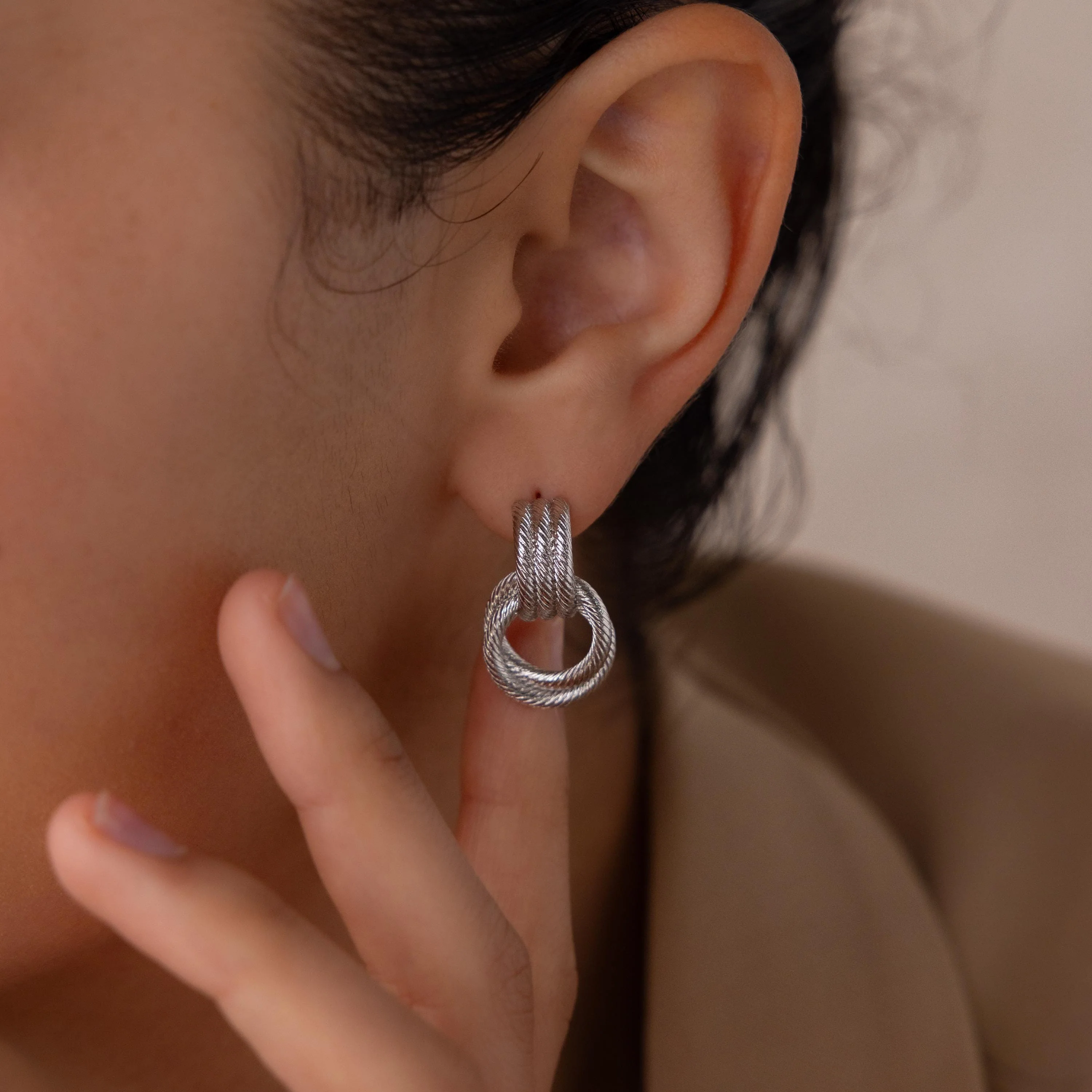 Ribbed Duo Knot Earrings - Image 4
