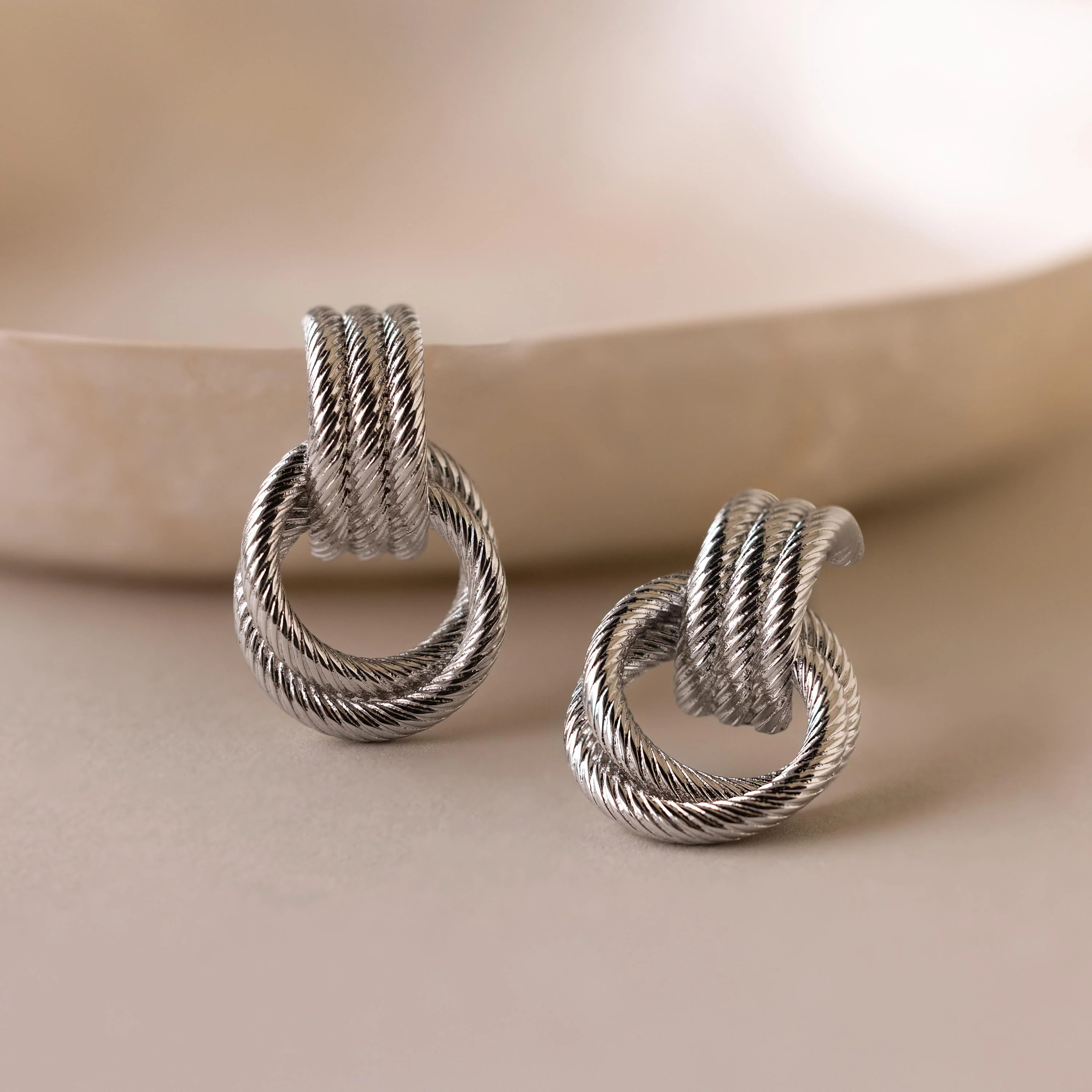 Ribbed Duo Knot Earrings - Image 5