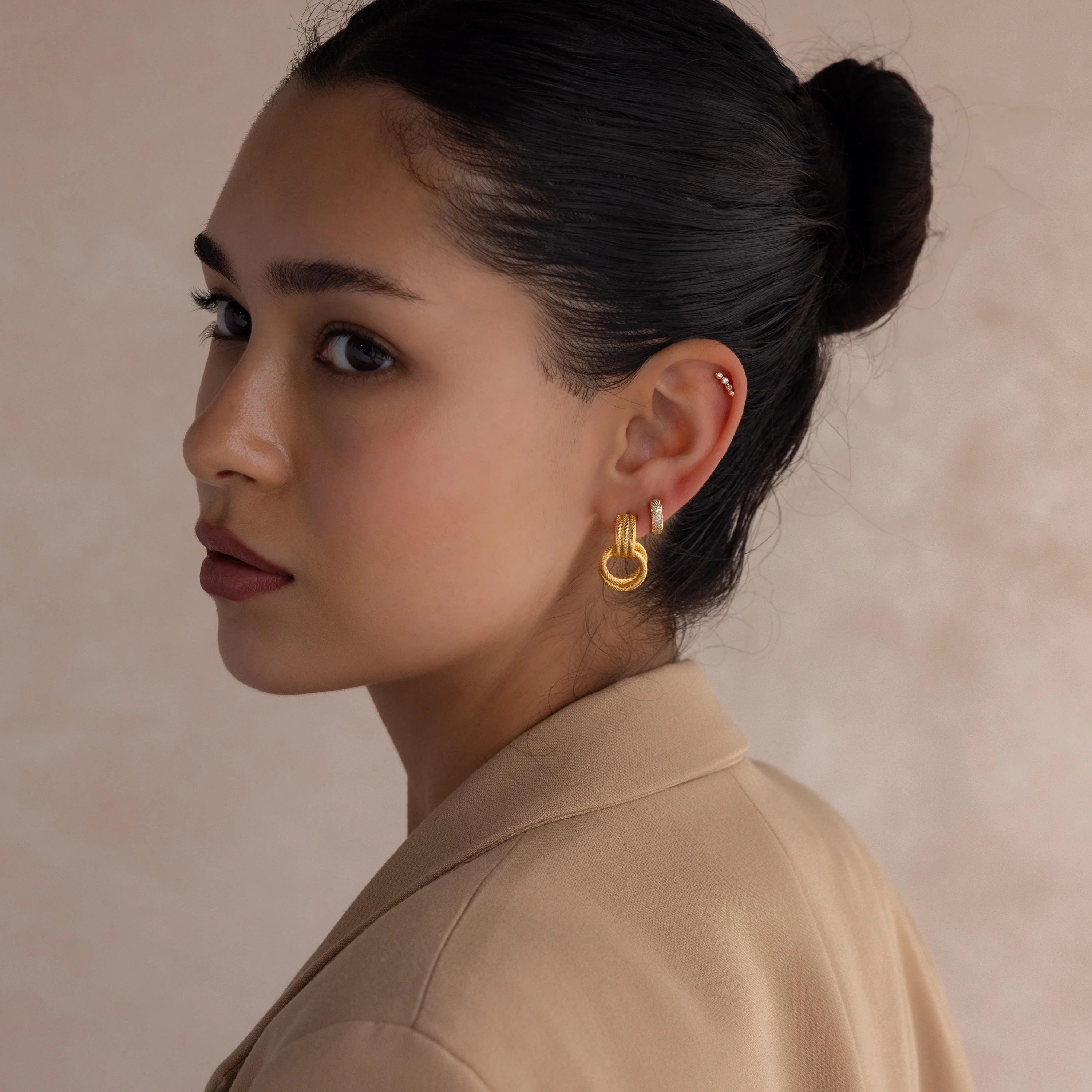 Ribbed Duo Knot Earrings - Image 6