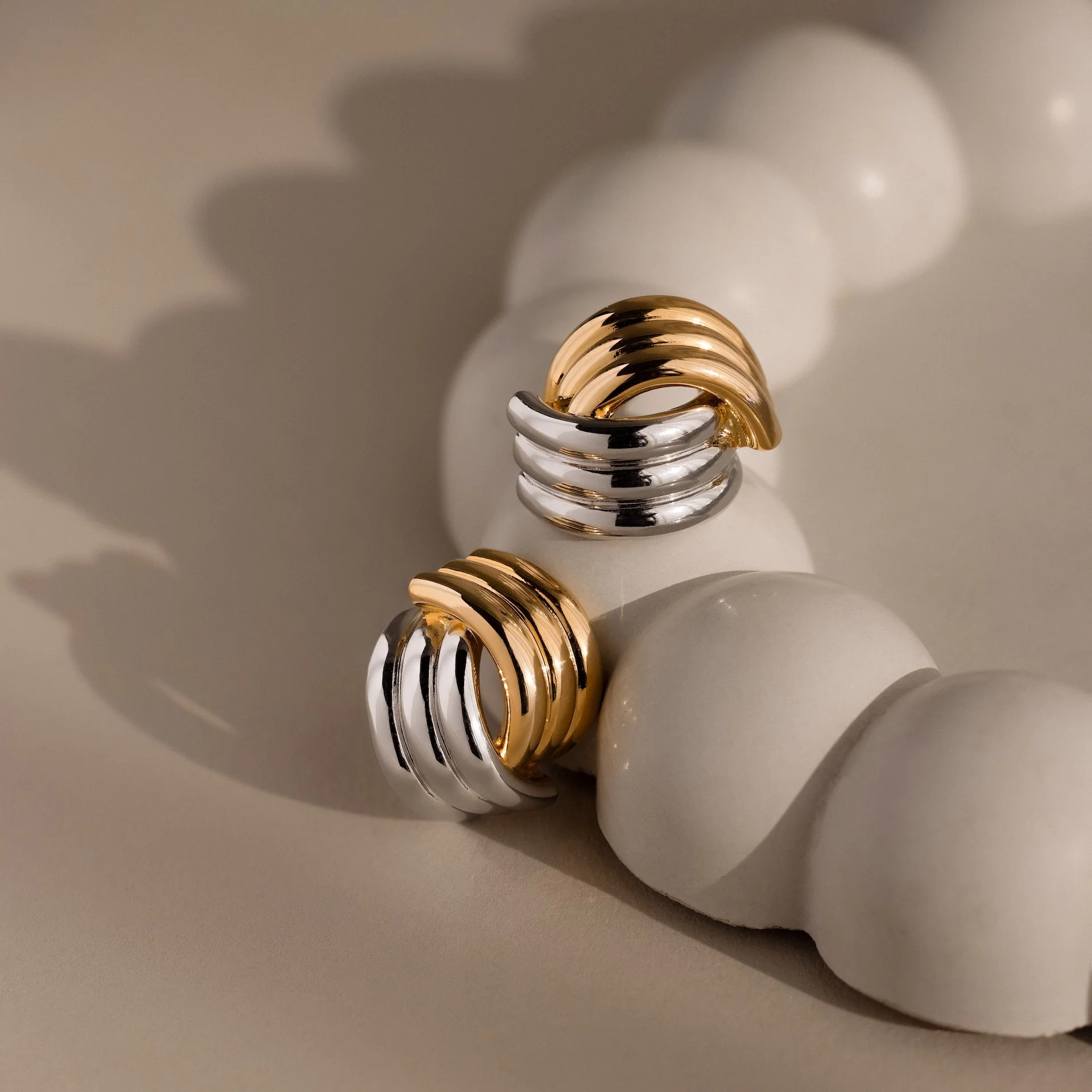 Ribbed Mixed Metal Studs - Image 7