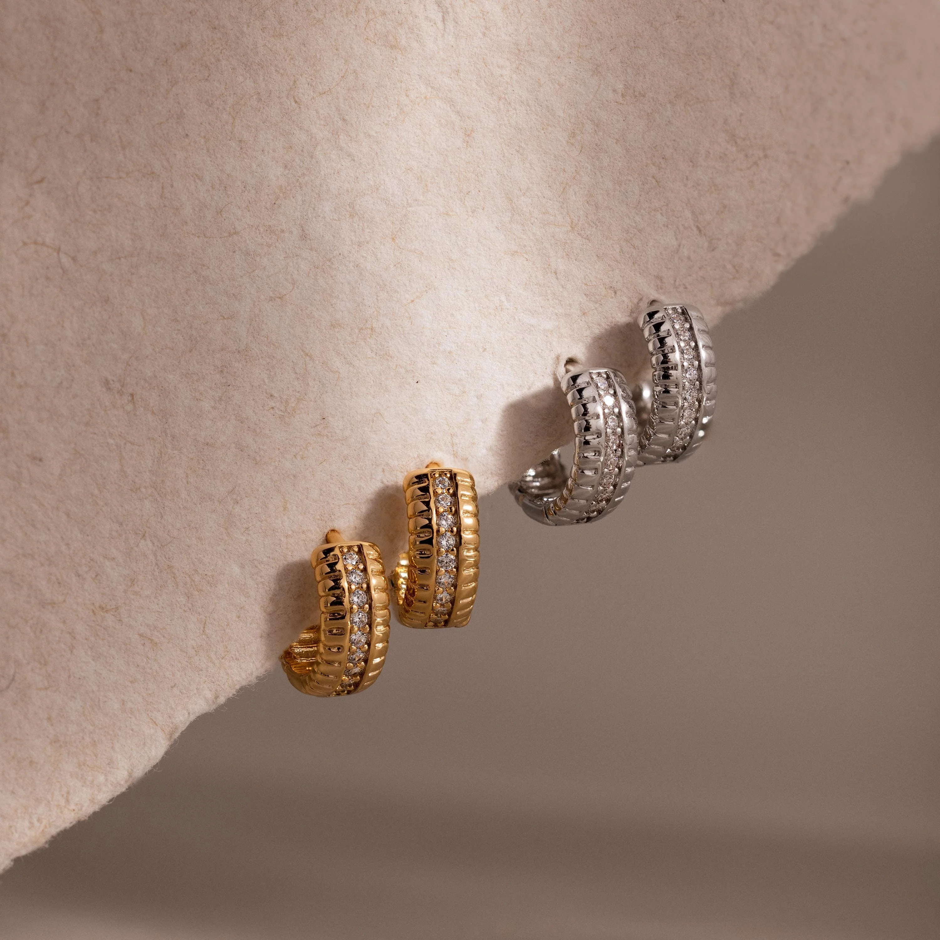 Ribbed Pave Huggies - Image 3