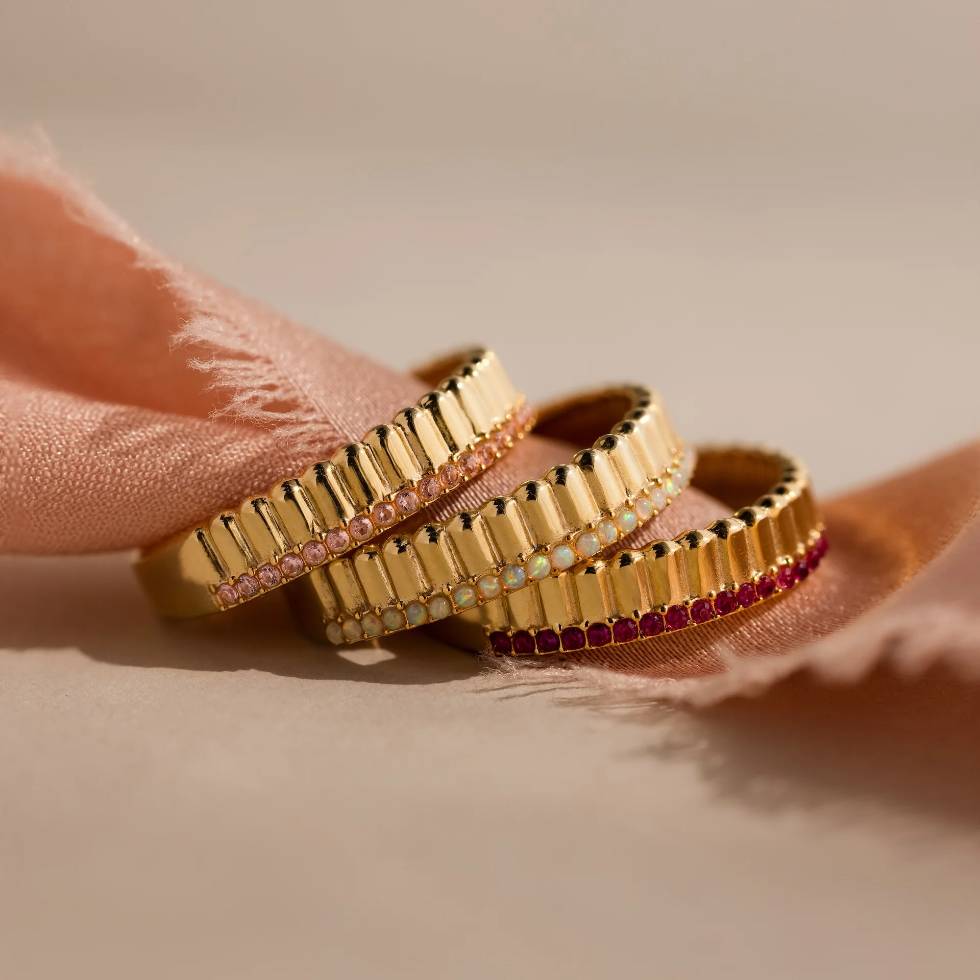 Ribbed Ruby Stack Ring - Image 5