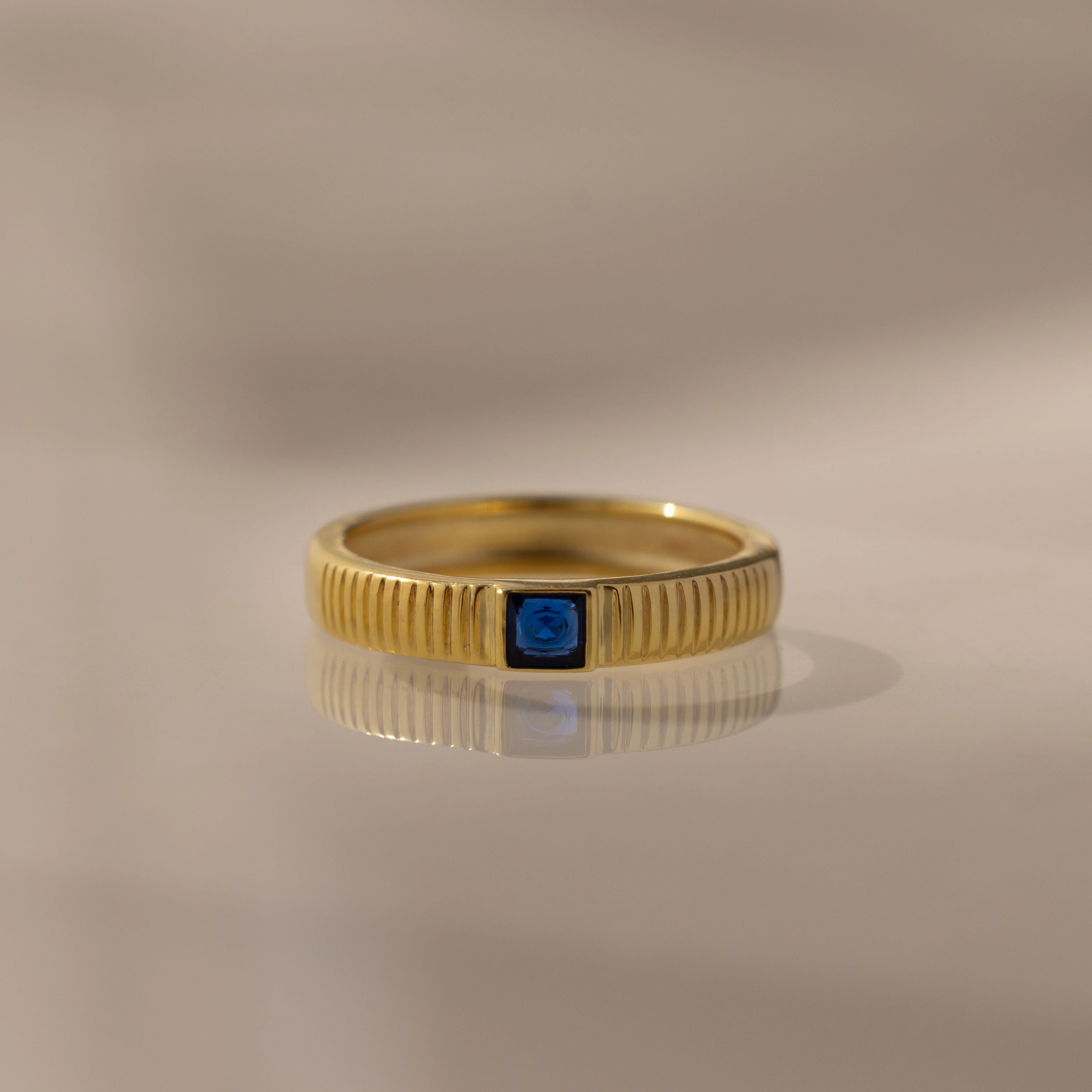 Ribbed Sapphire Band