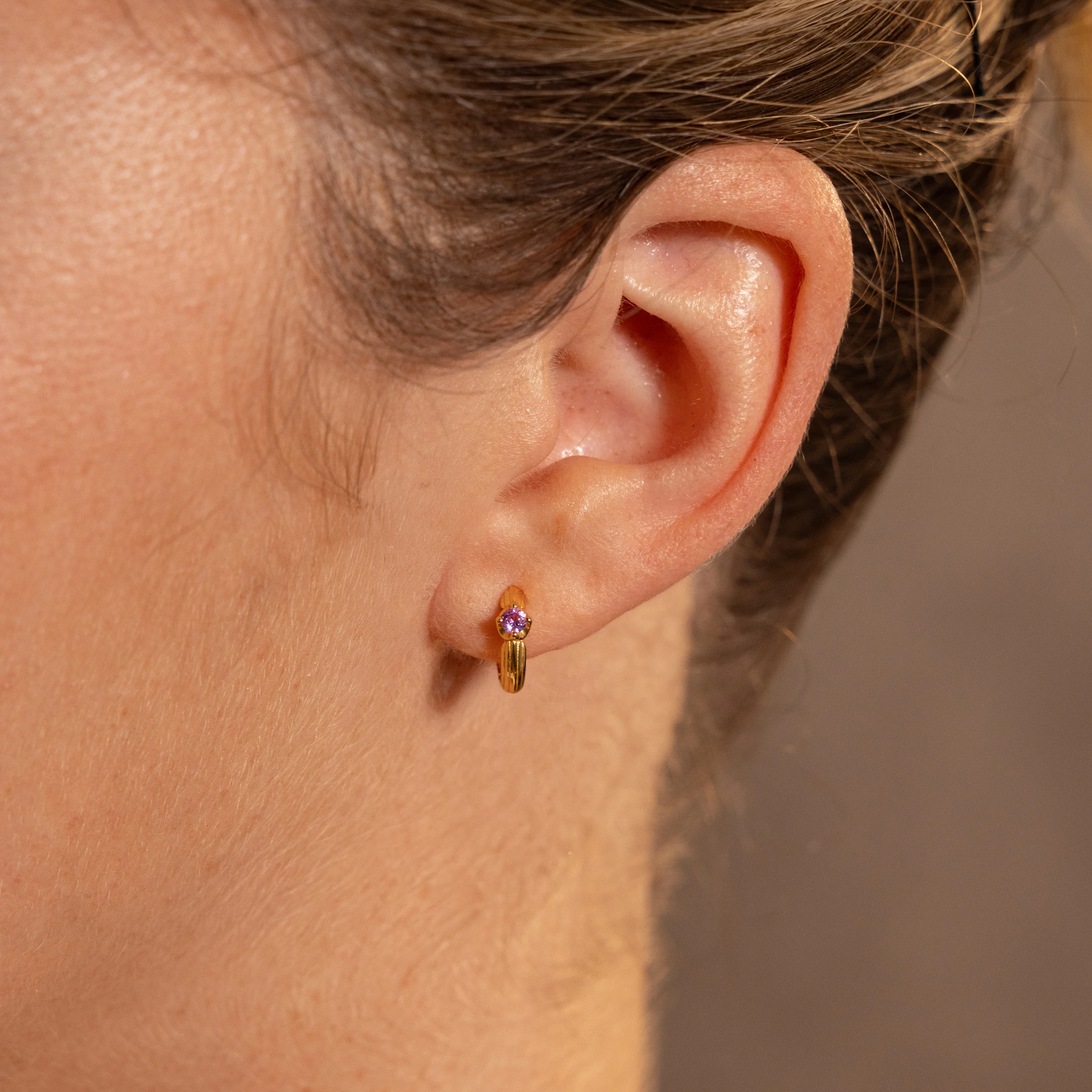 Ribbed Topaz Huggies - Image 2