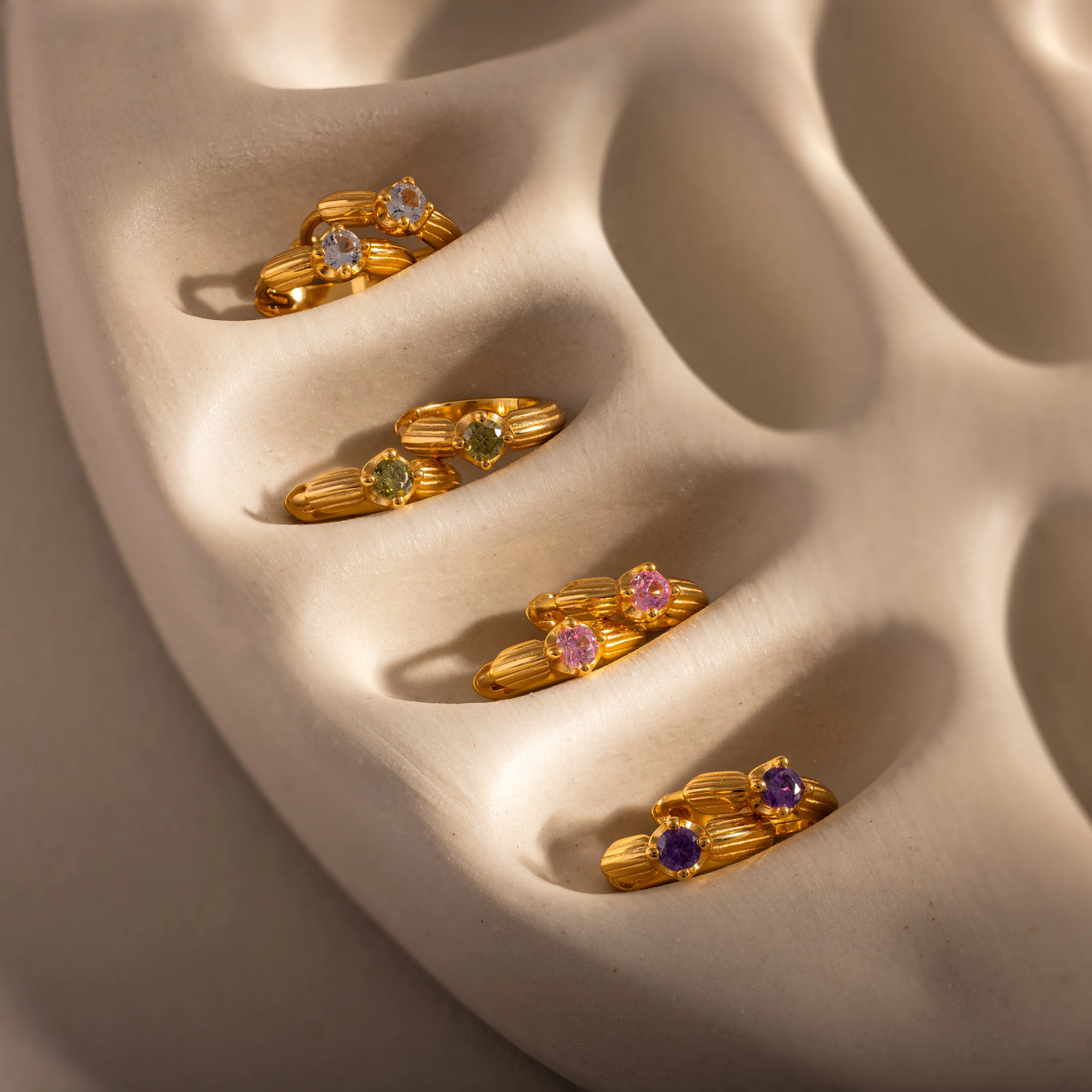 Ribbed Topaz Huggies - Image 3