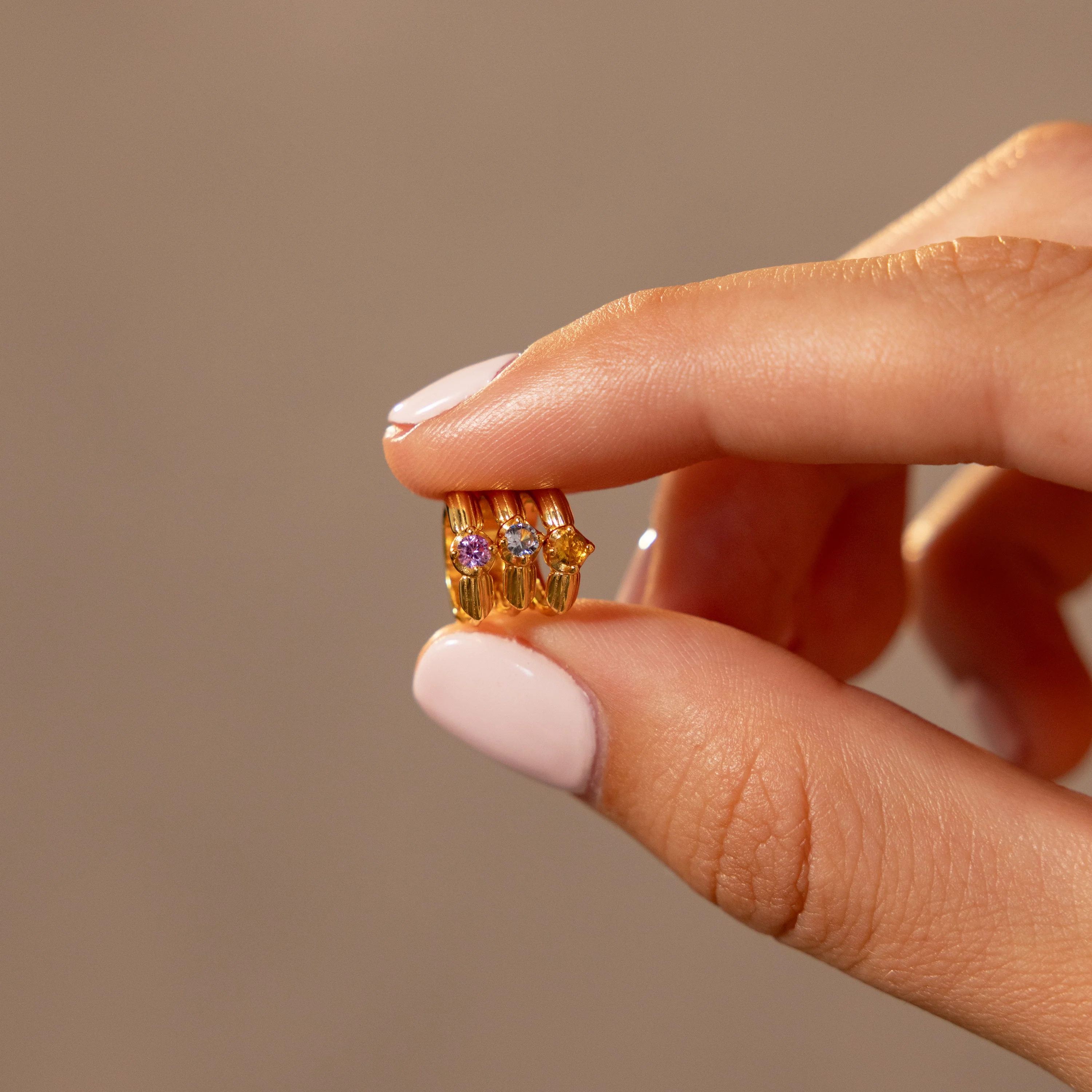Ribbed Topaz Huggies - Image 5