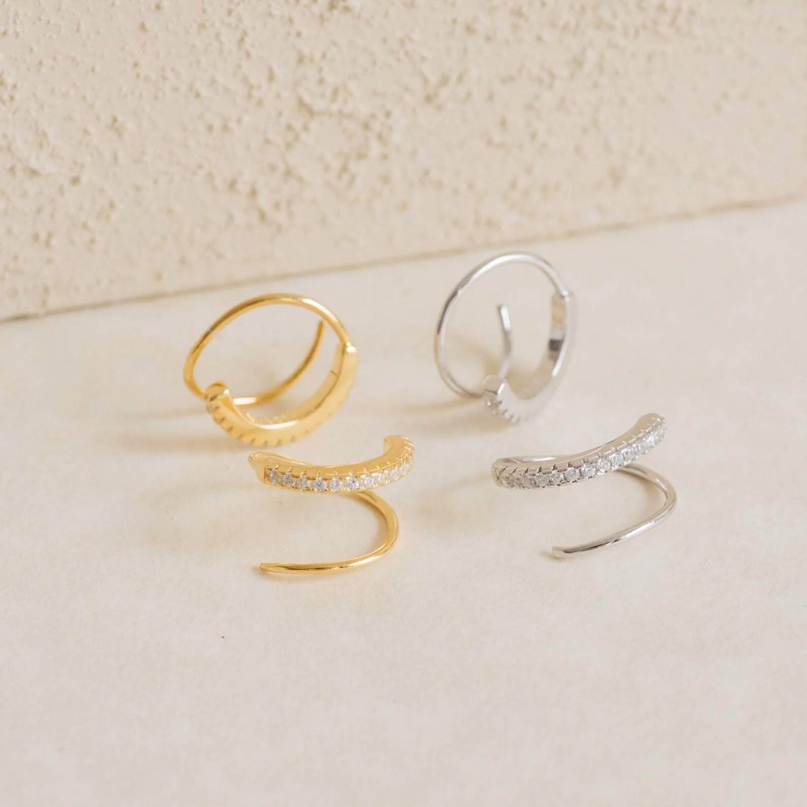 River Pave Wire Huggies - Image 5
