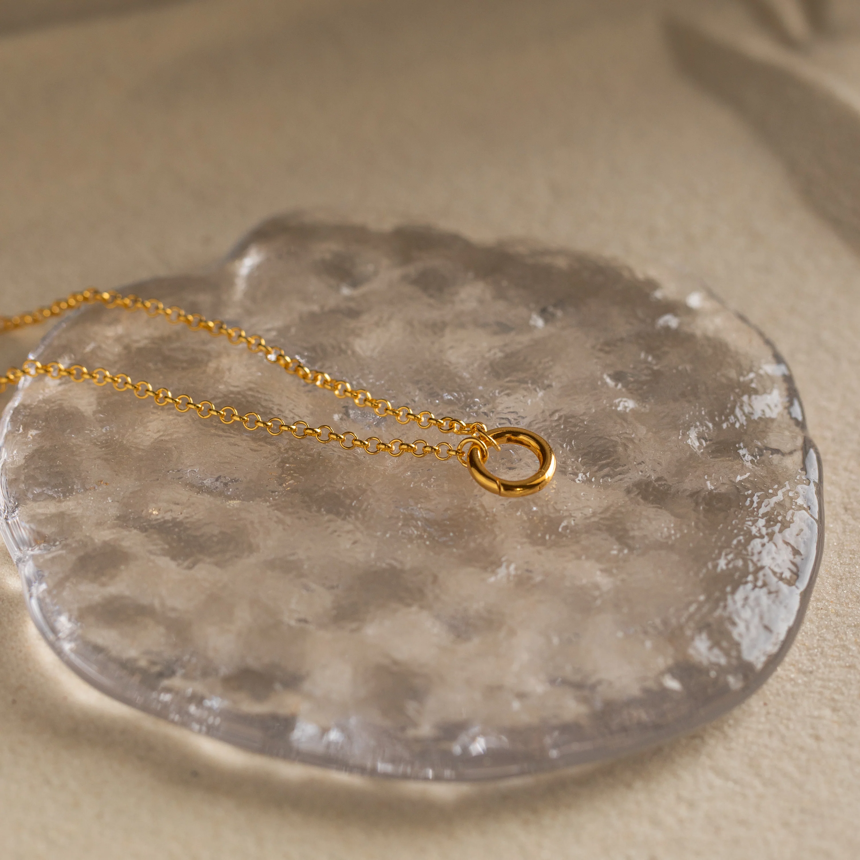 Rolo Circle Charm Necklace in 18K Gold - Image 7
