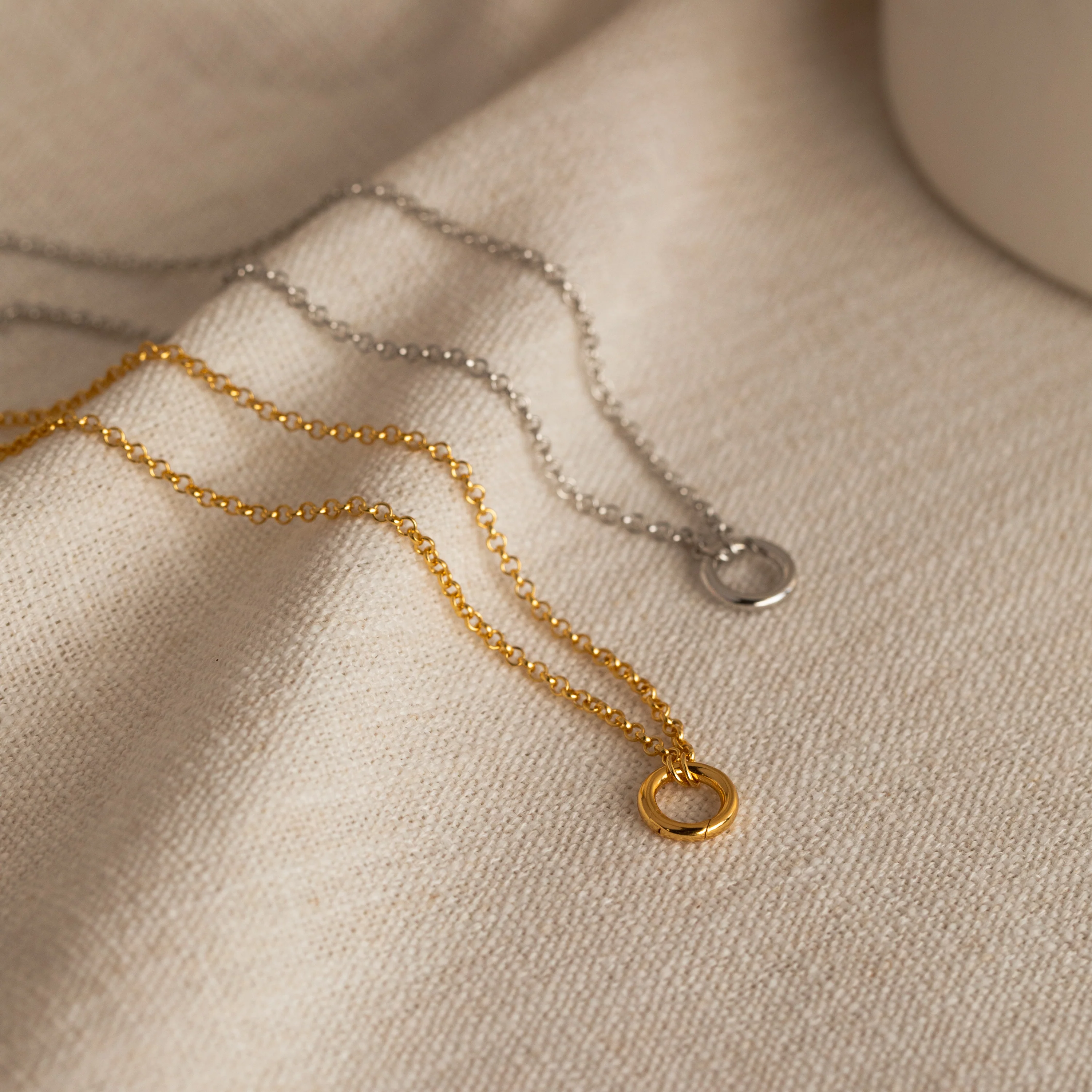 Rolo Circle Charm Necklace - Image 6
