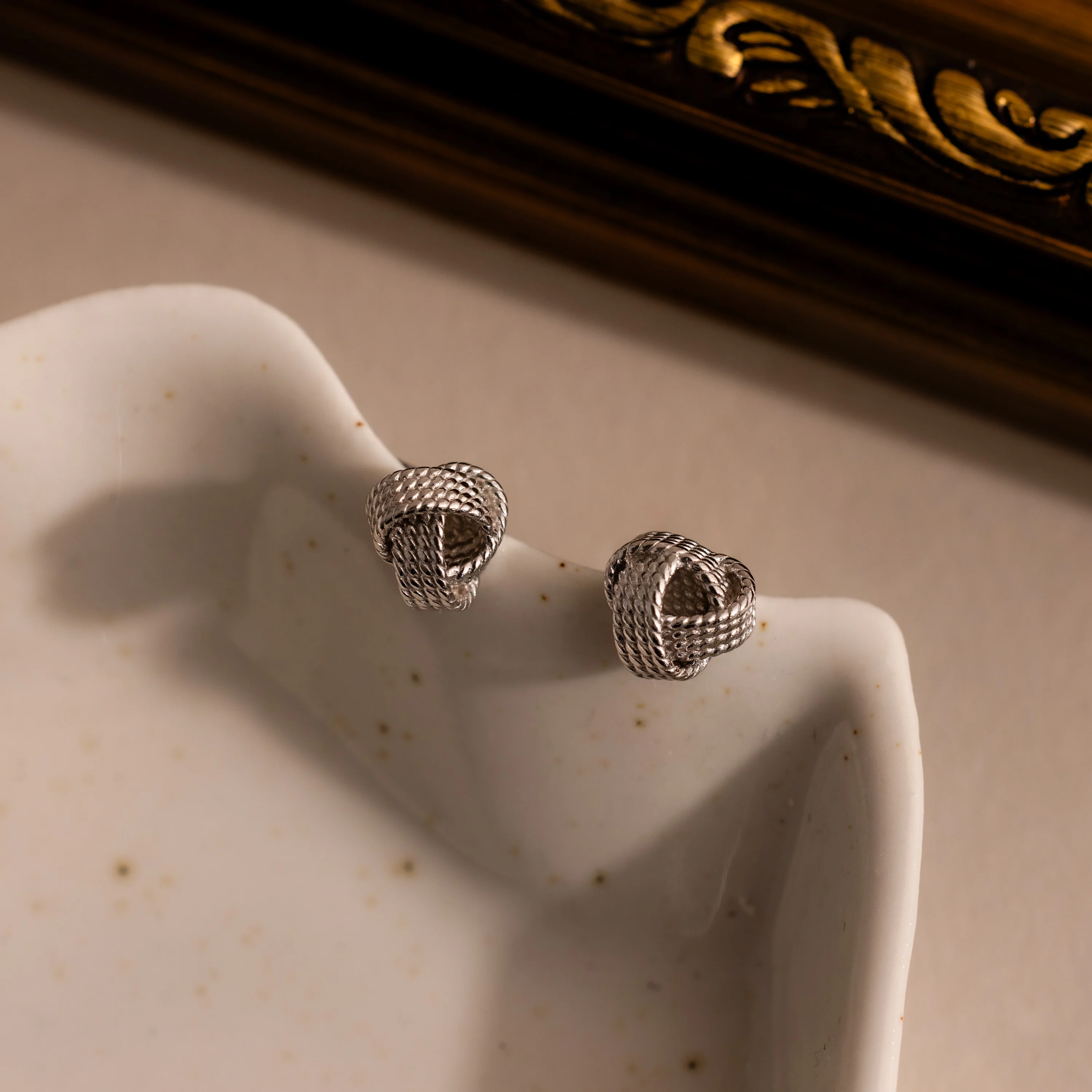 Rope Knot Studs in Silver - Image 3