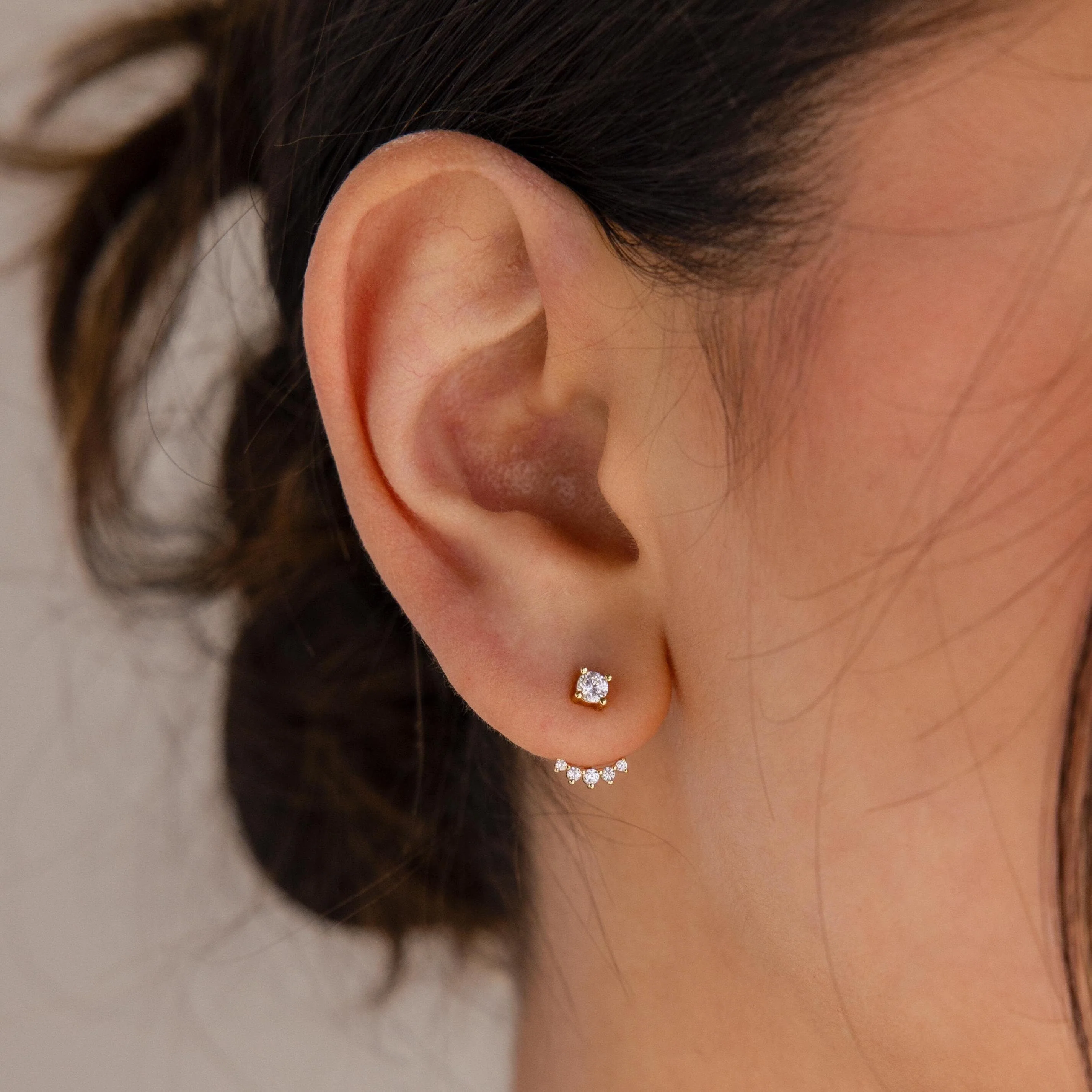 Round Diamond Ear Jackets - Image 2