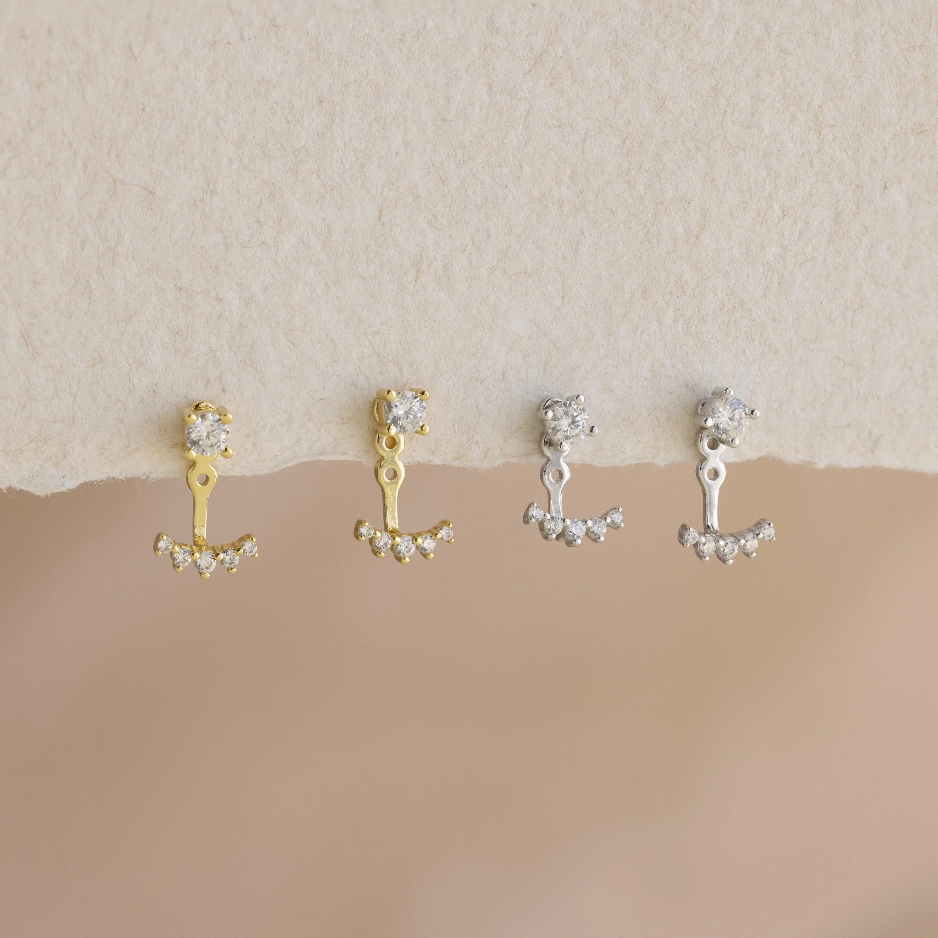 Round Diamond Ear Jackets in 18K Gold - Image 6