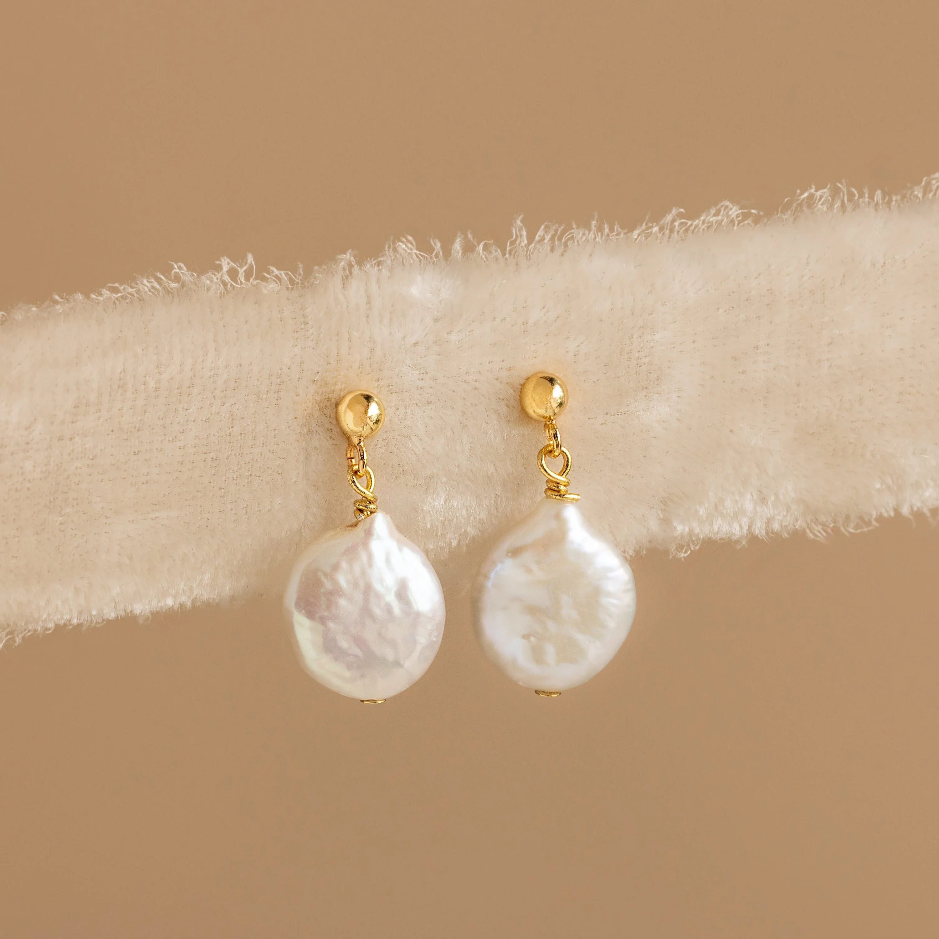 Round Pearl Drop Earrings - Image 7