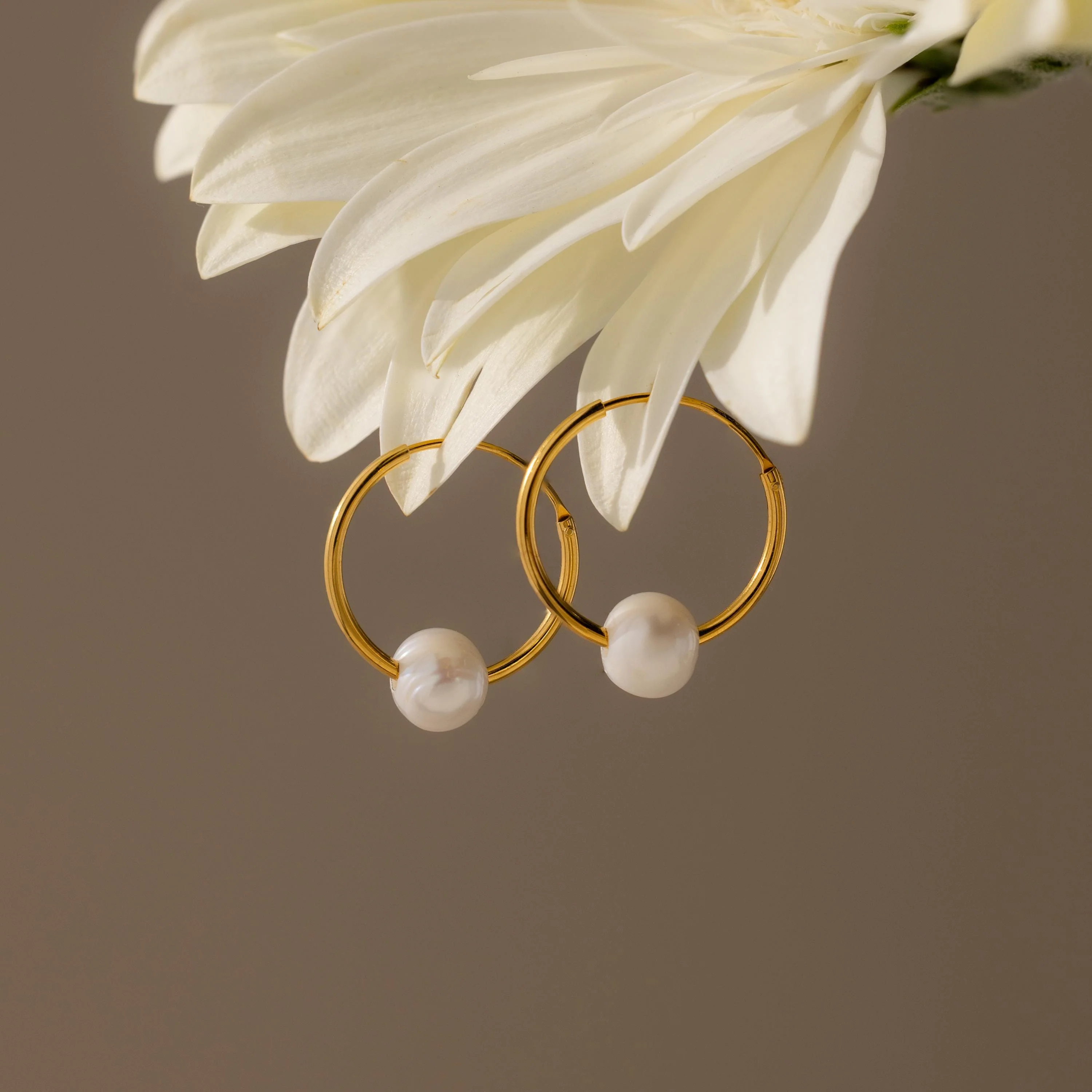 Round Pearl Hoops
