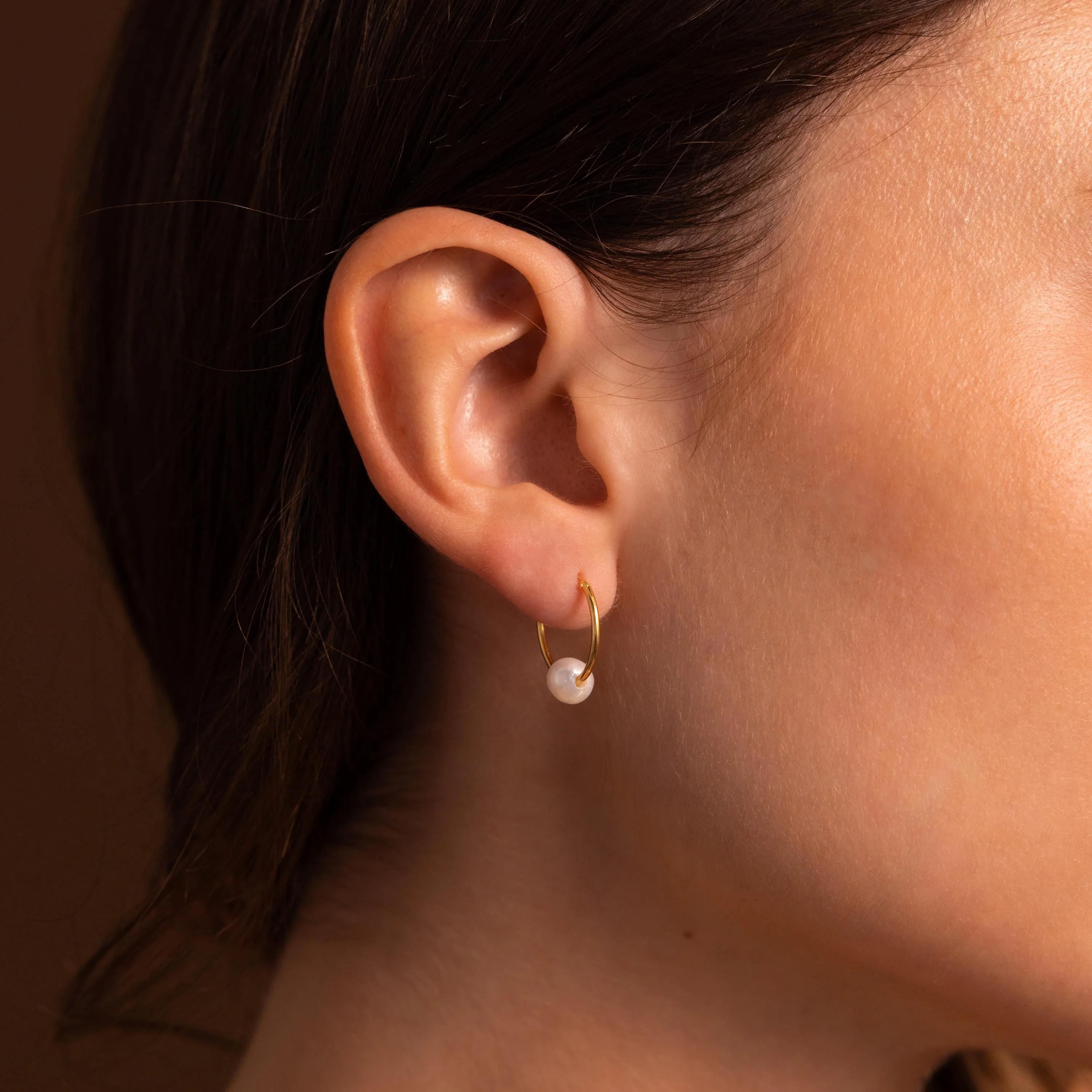 Round Pearl Hoops - Image 3