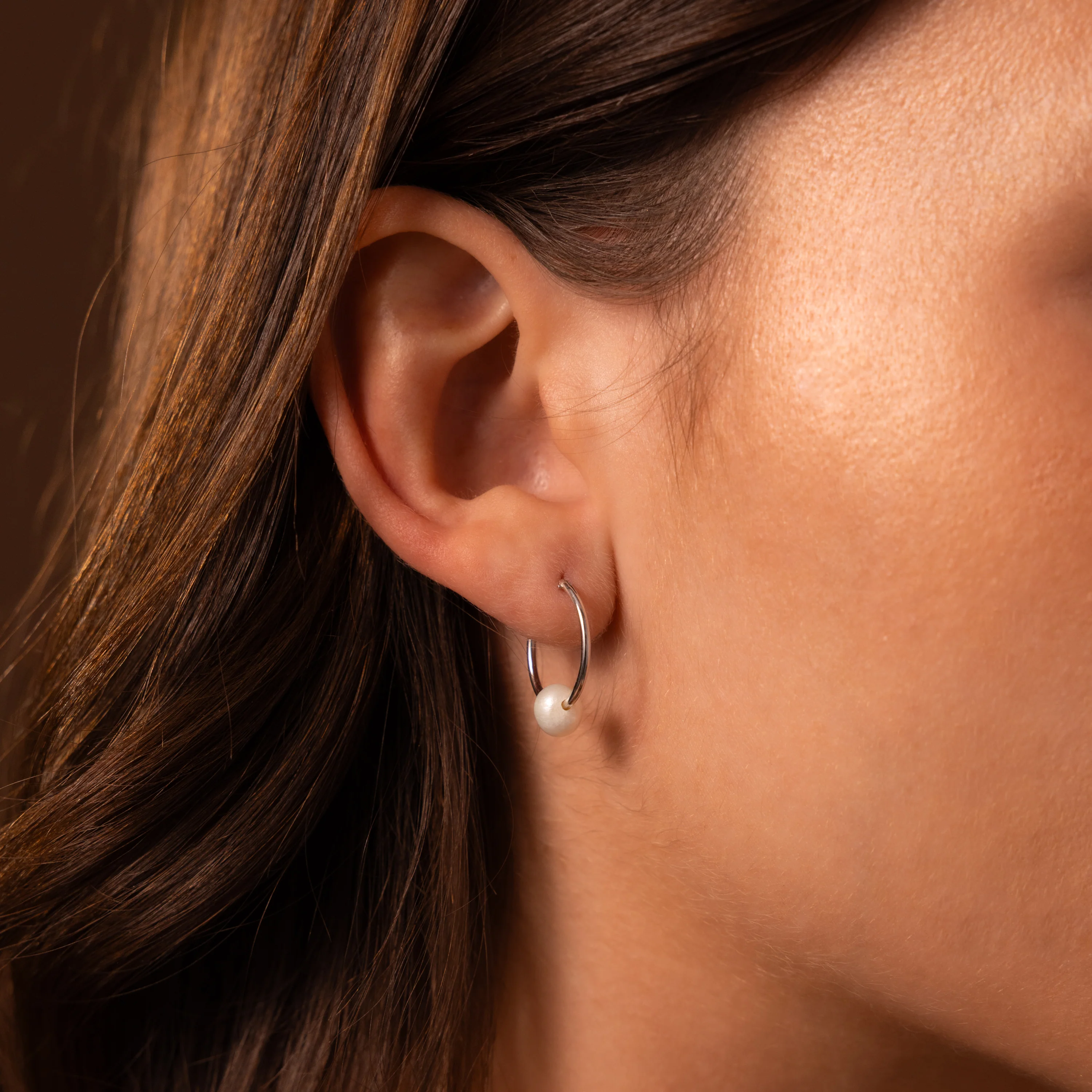 Round Pearl Hoops - Image 7