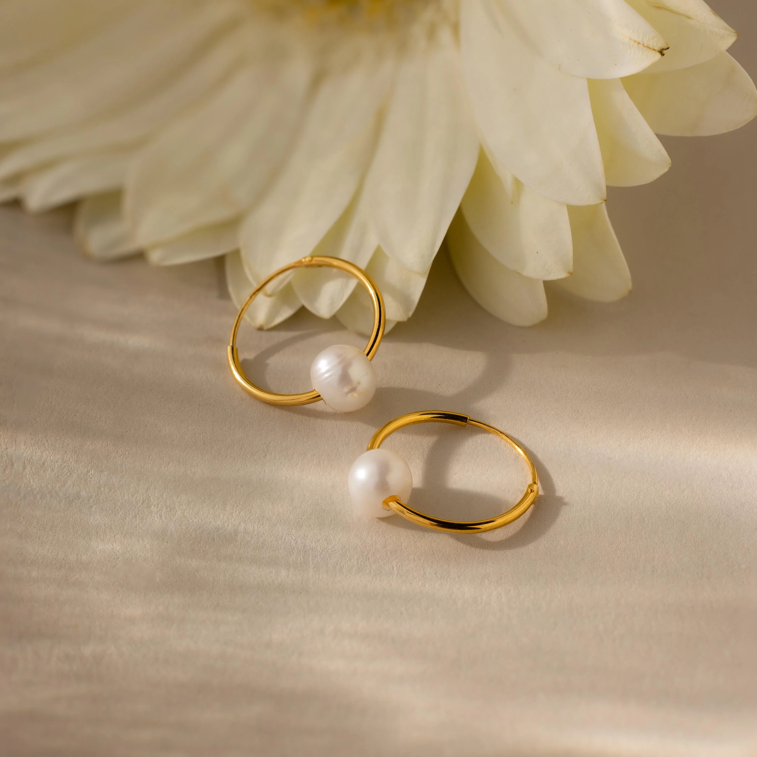 Round Pearl Hoops - Image 8